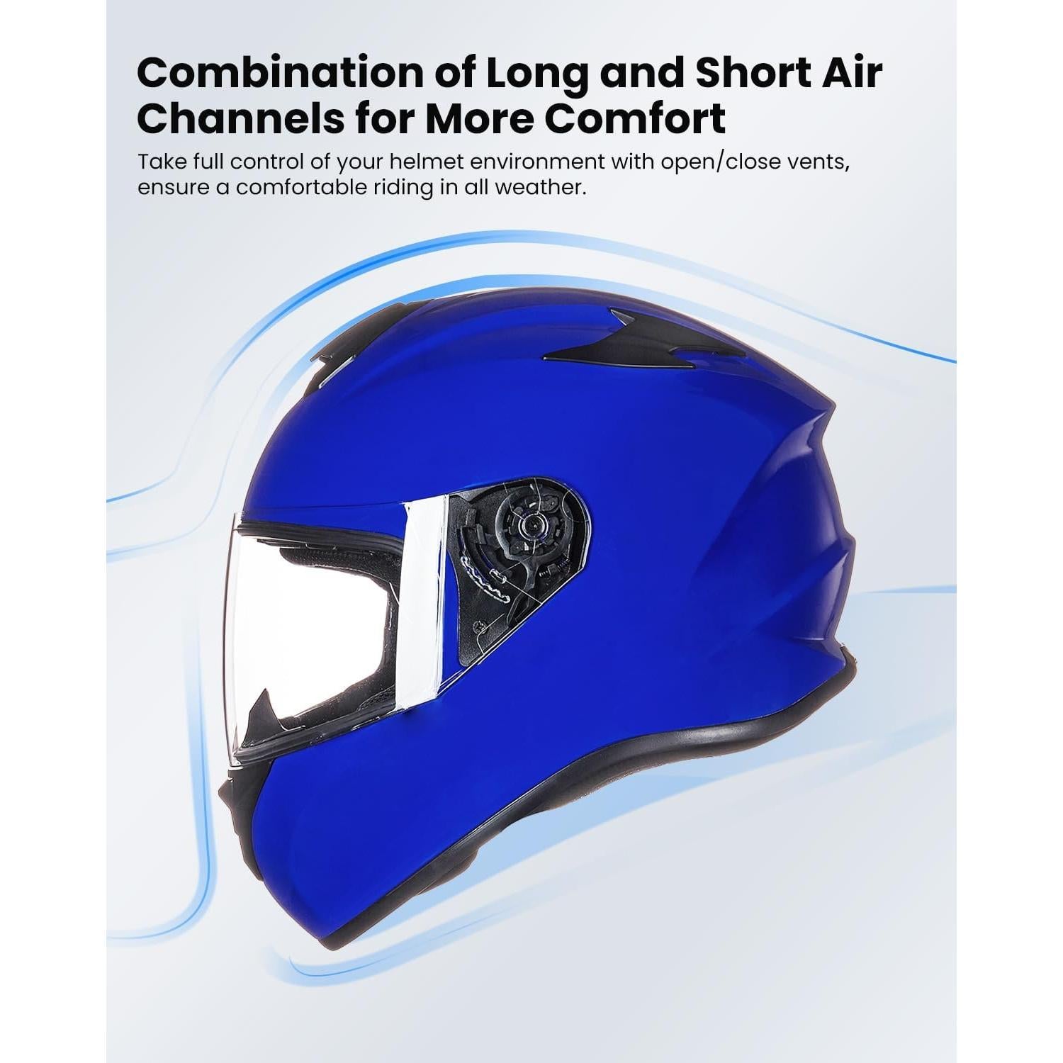 Casco de Motocicleta ILM ST-06 Azul Grande con Ventilación