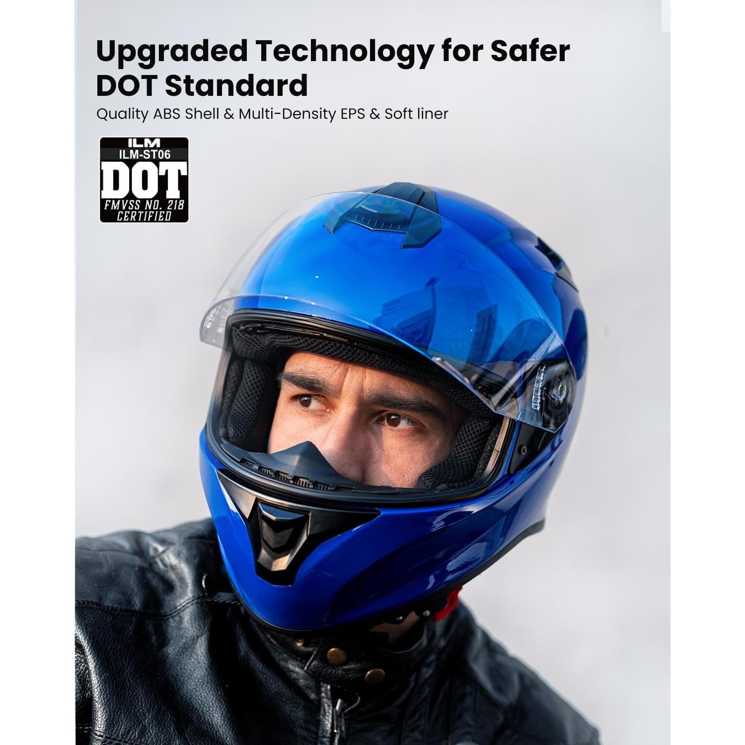 Casco de Motocicleta ILM ST-06 Azul Grande con Ventilación