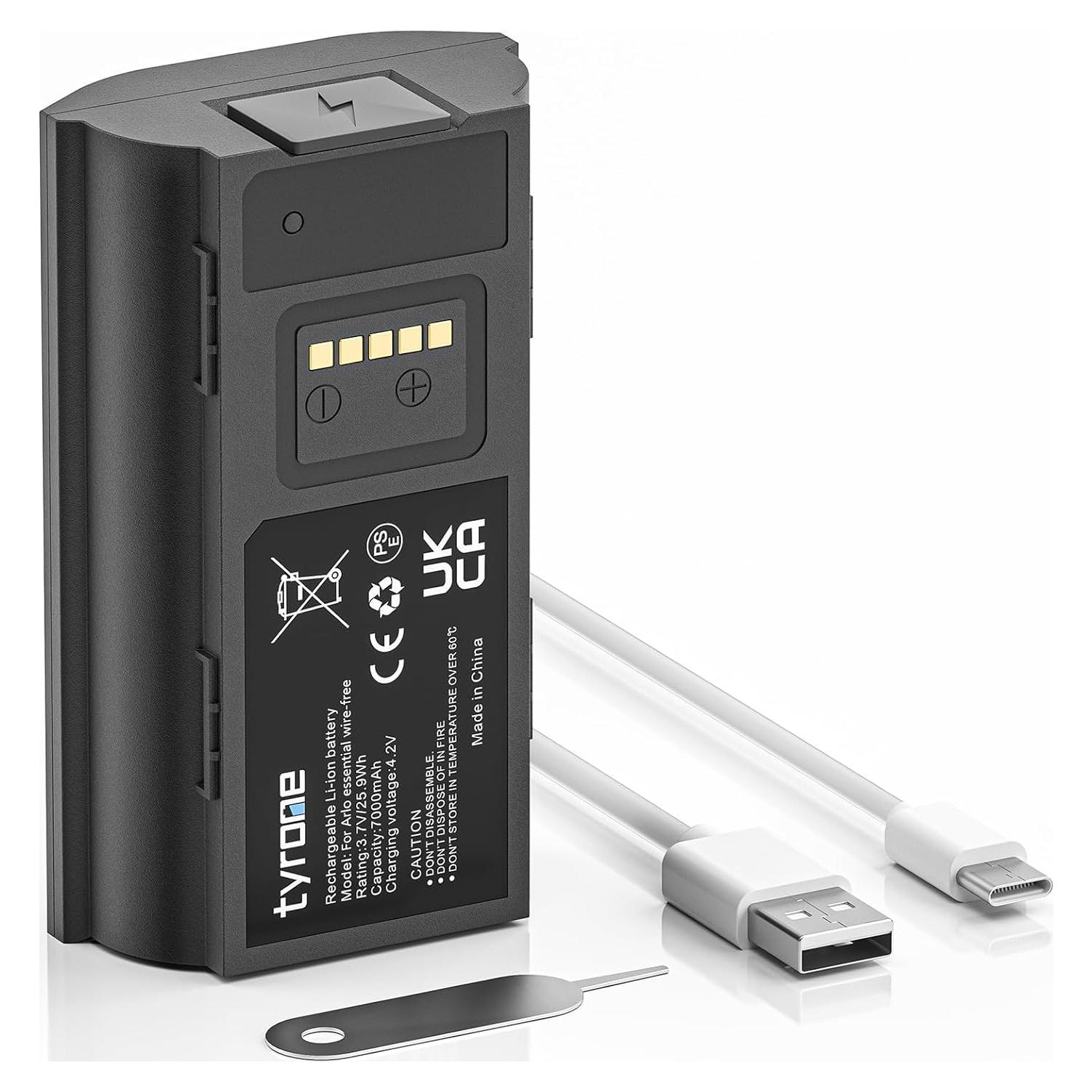 tyrone Doorbell Battery Compatible with Arlo, 7000mAh doorbell Rechargeable Battery Compatible for Arlo Essential Wire-Free Video Doorbell, Compatible with AVD2001 AVD2001B VMA2400 A-12