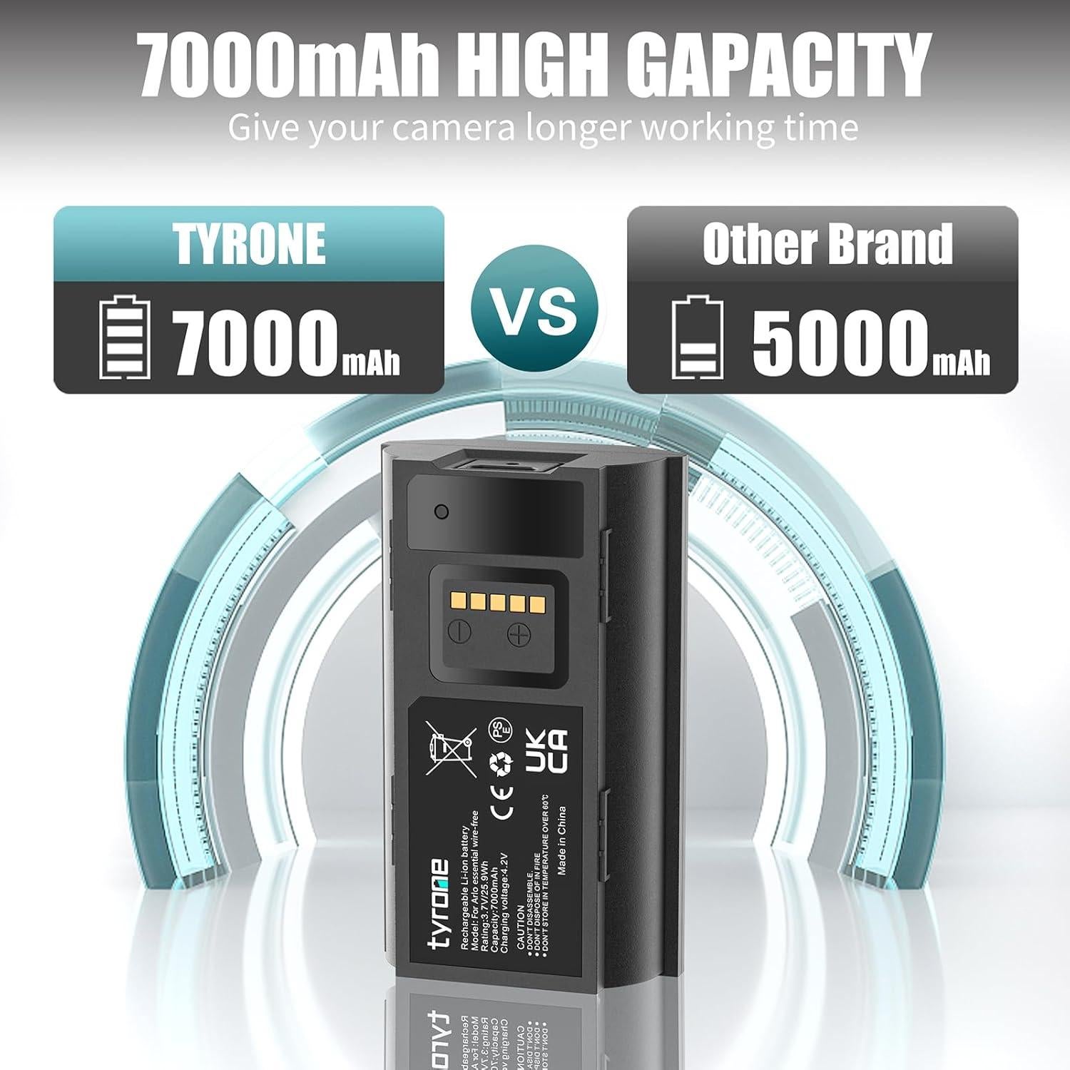tyrone Doorbell Battery Compatible with Arlo, 7000mAh doorbell Rechargeable Battery Compatible for Arlo Essential Wire-Free Video Doorbell, Compatible with AVD2001 AVD2001B VMA2400 A-12