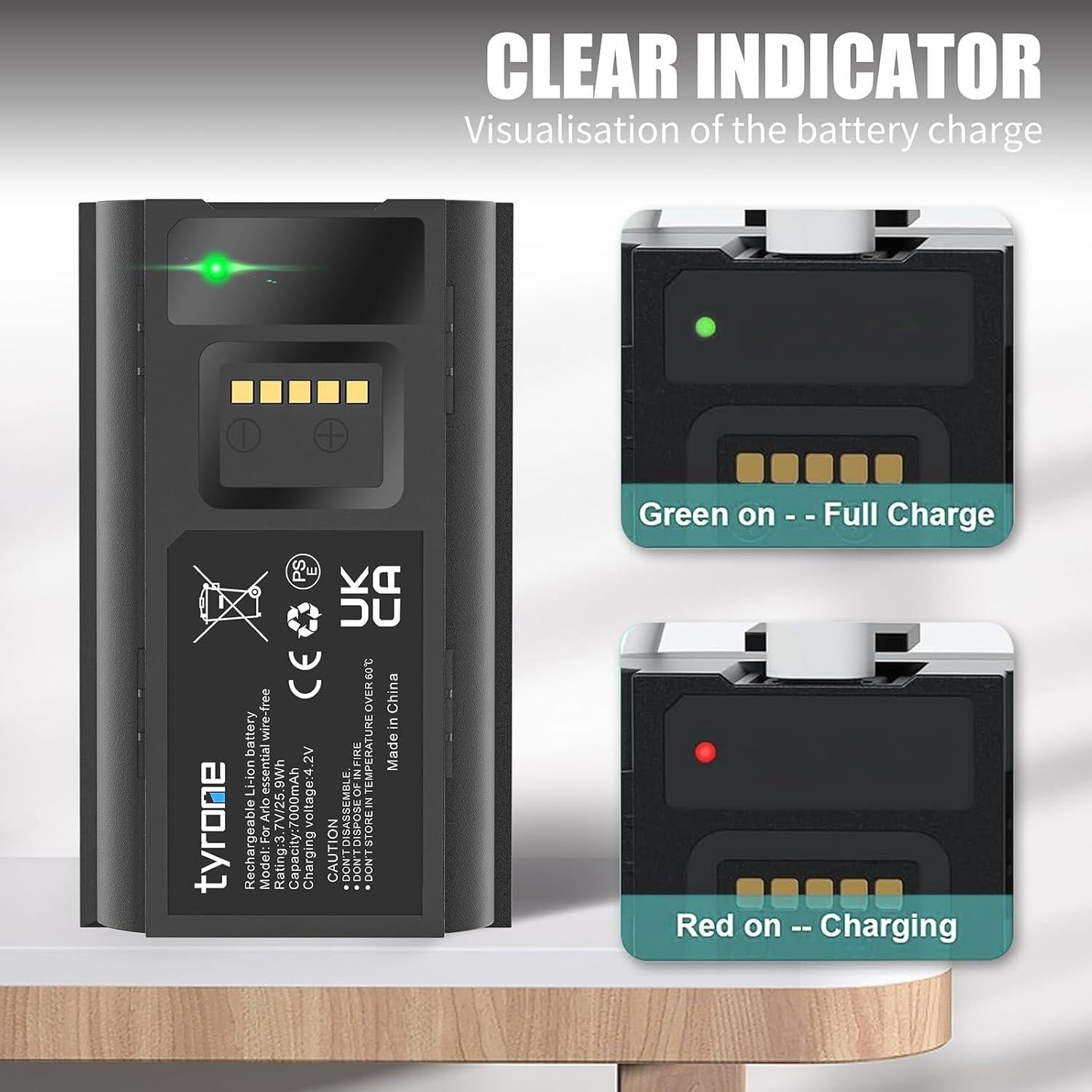 tyrone Doorbell Battery Compatible with Arlo, 7000mAh doorbell Rechargeable Battery Compatible for Arlo Essential Wire-Free Video Doorbell, Compatible with AVD2001 AVD2001B VMA2400 A-12