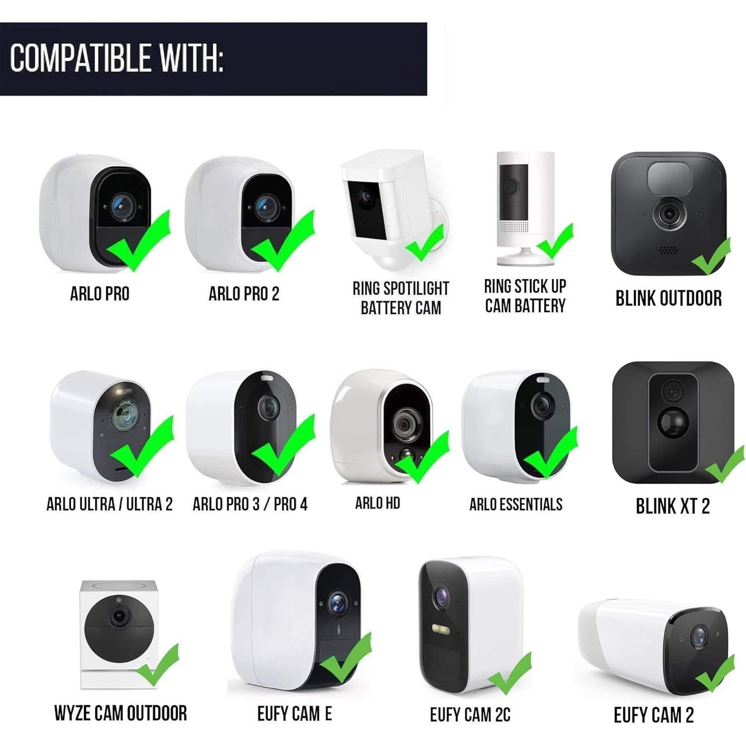 Soporte de Puerta Wasserstein para Cámaras Arlo, Blink, Ring, Eufy - Negro