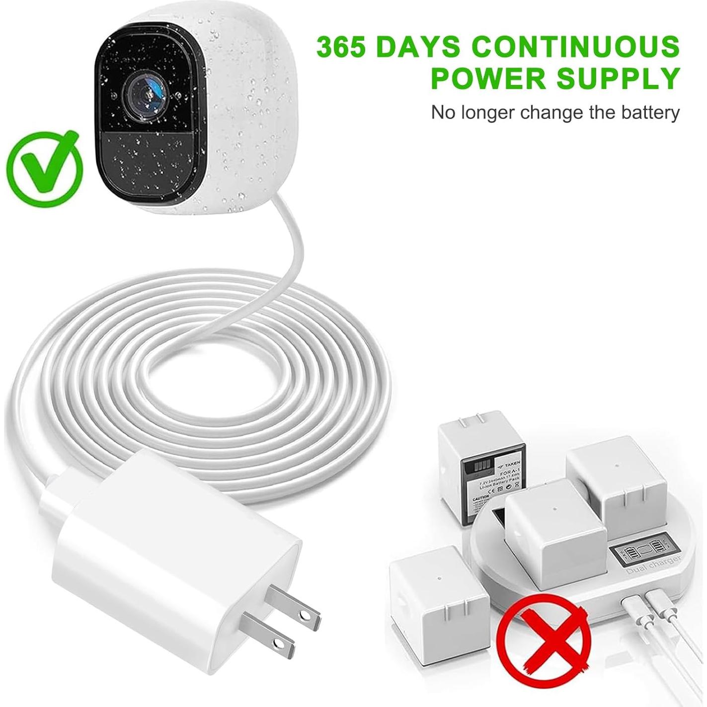 Adaptador de Corriente 4.0m WZHENB para Arlo Pro y Wyze Cam