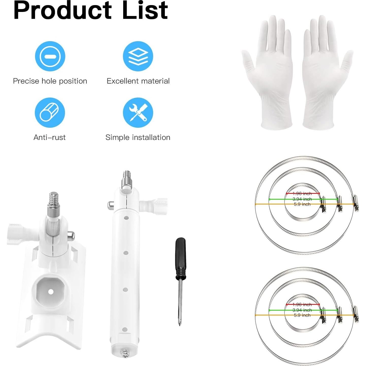 Soporte de Montaje en Poste HOLACA para Panel Solar Arlo - Blanco