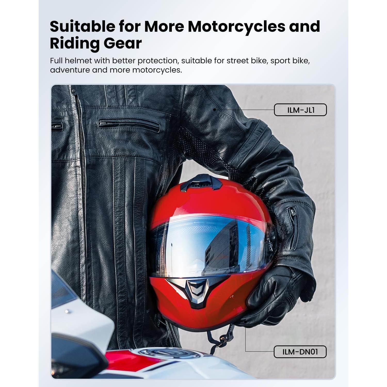 Casco de motocicleta ILM ST-06 Rojo Grande con ventilación