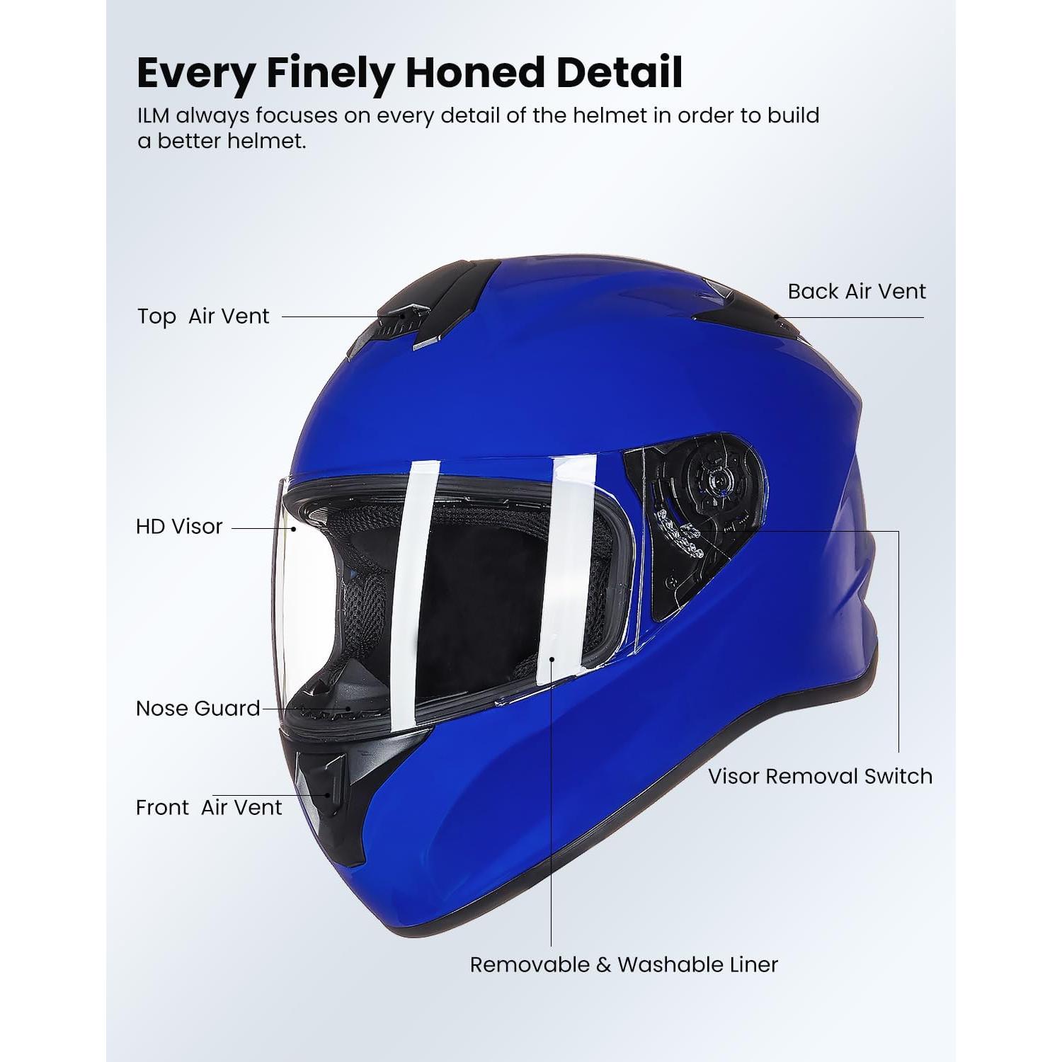 Casco de Motocicleta ILM ST-06 Azul Extra Grande