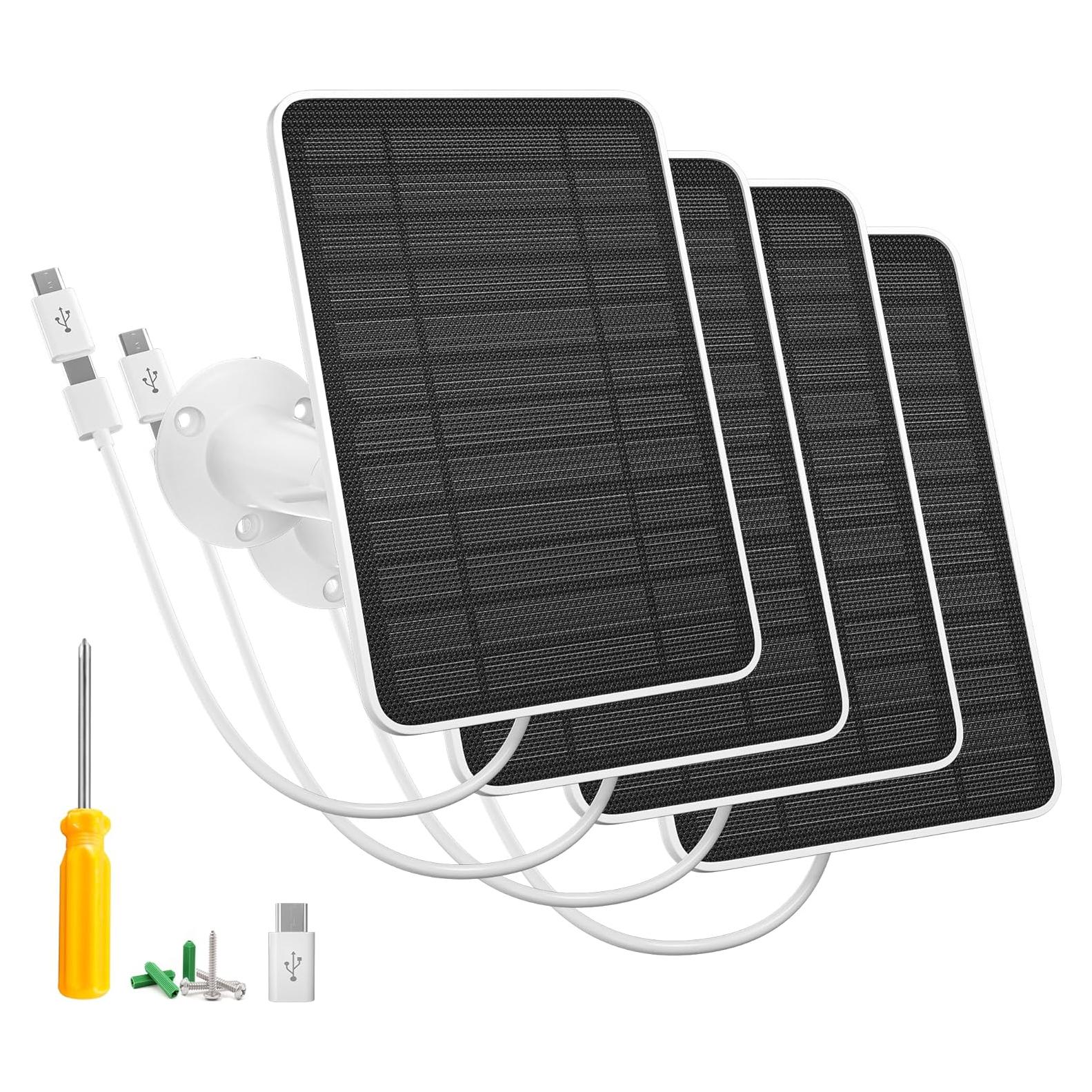 Cargador Solar 5W Fohoa para Cámara Arlo Essential 2da Gen - 4 Piezas
