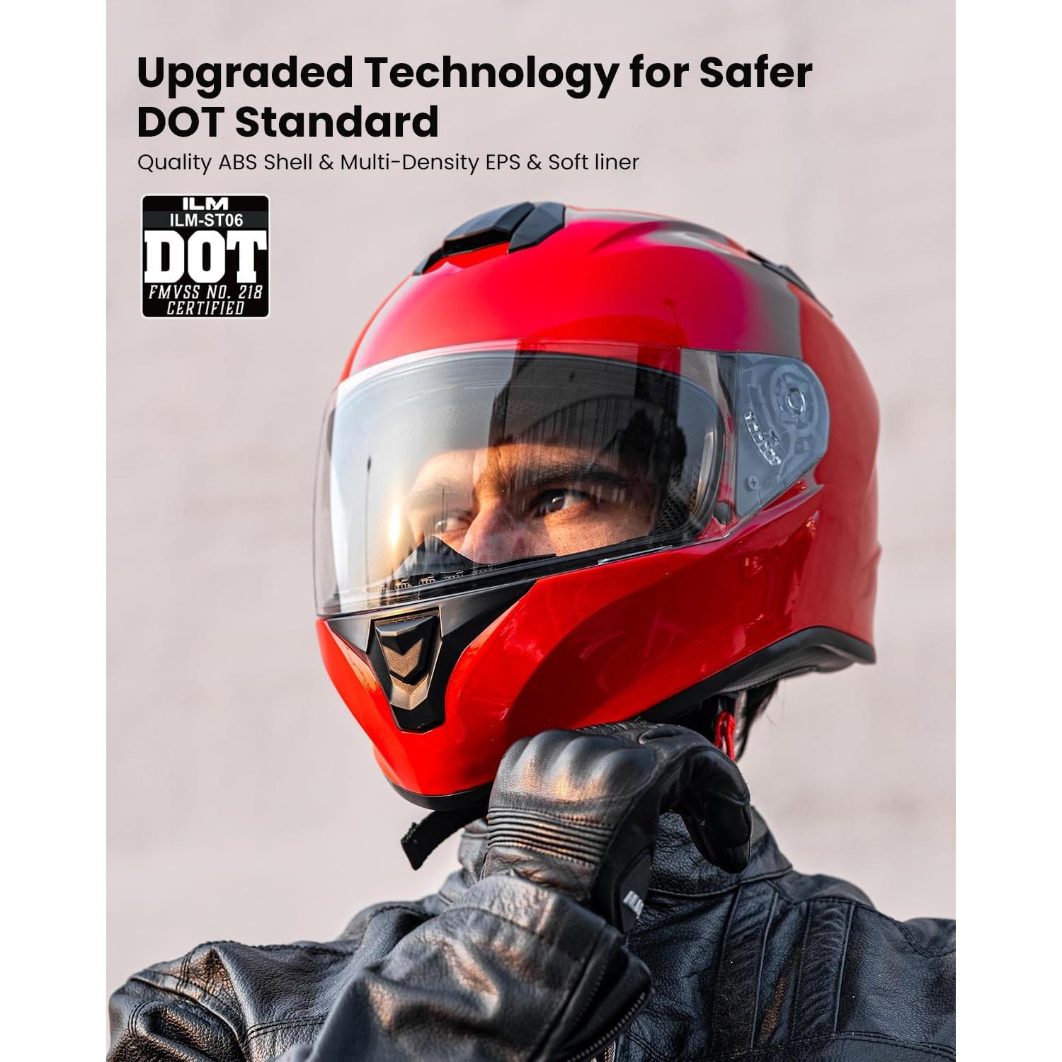 Casco de Motocicleta ILM ST-06 Rojo Pequeño con Ventilación