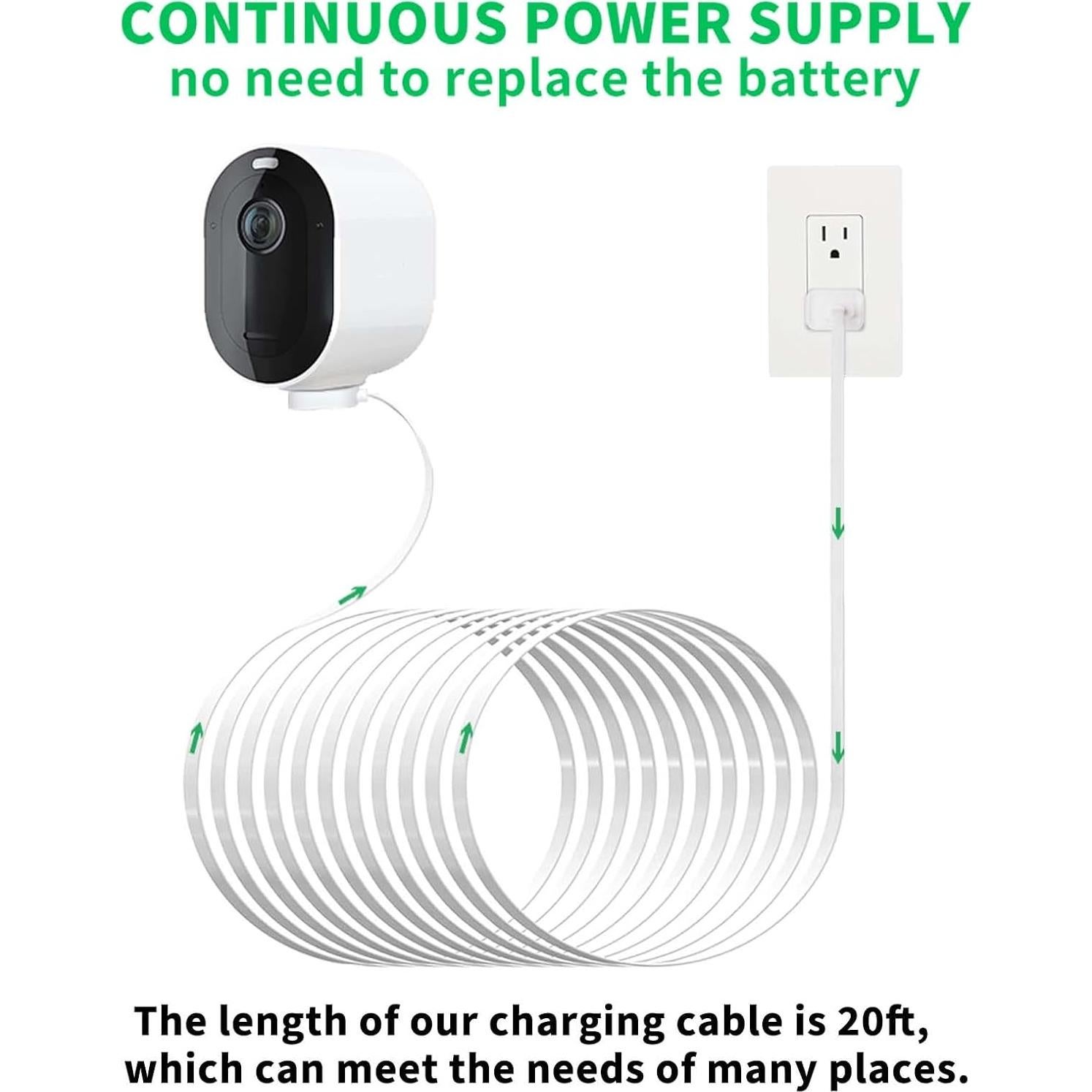 Cable de Carga Magnético DIANMU 20FT para Arlo Pro 4/5S/3