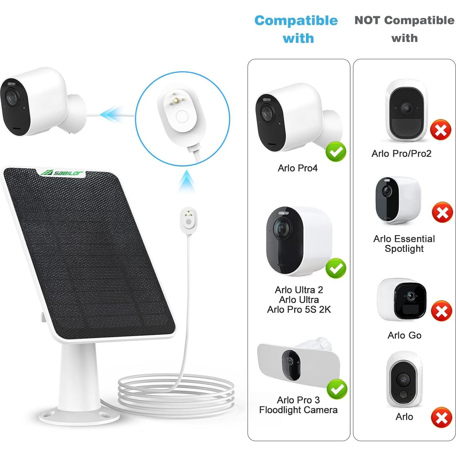 Paquete de 4 Paneles Solares Sabilor 6W para Arlo Pro 5S/4/3/Ultra