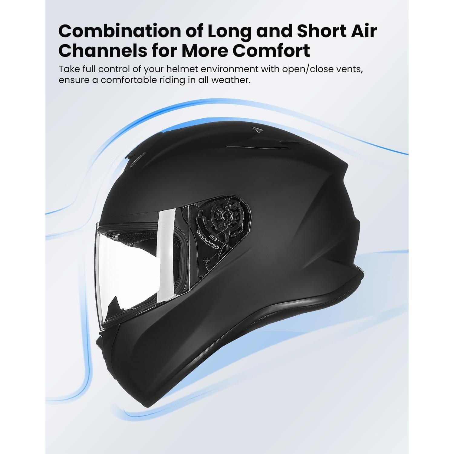Casco de Moto ILM ST-06 Grande Negro Mate con Ventilación