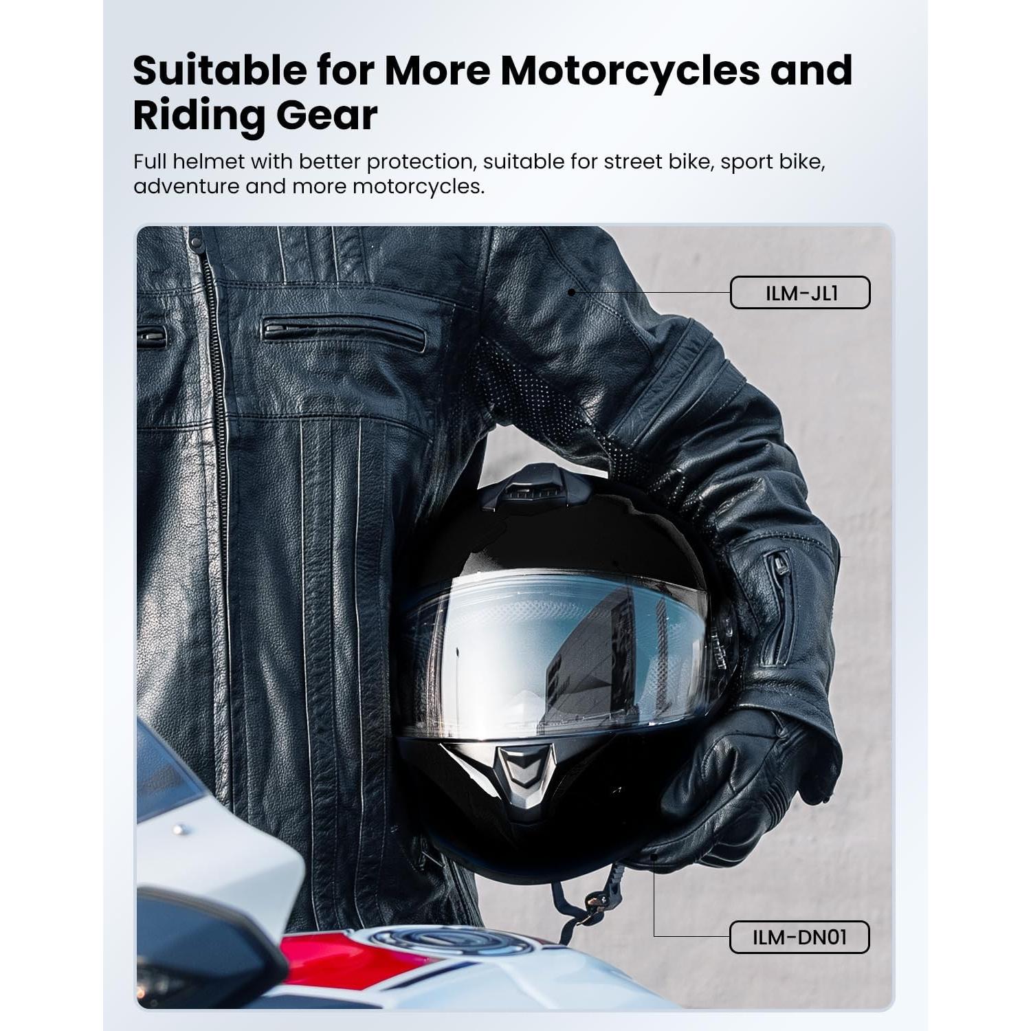 Casco de Moto ILM ST-06 Grande Negro Mate con Ventilación