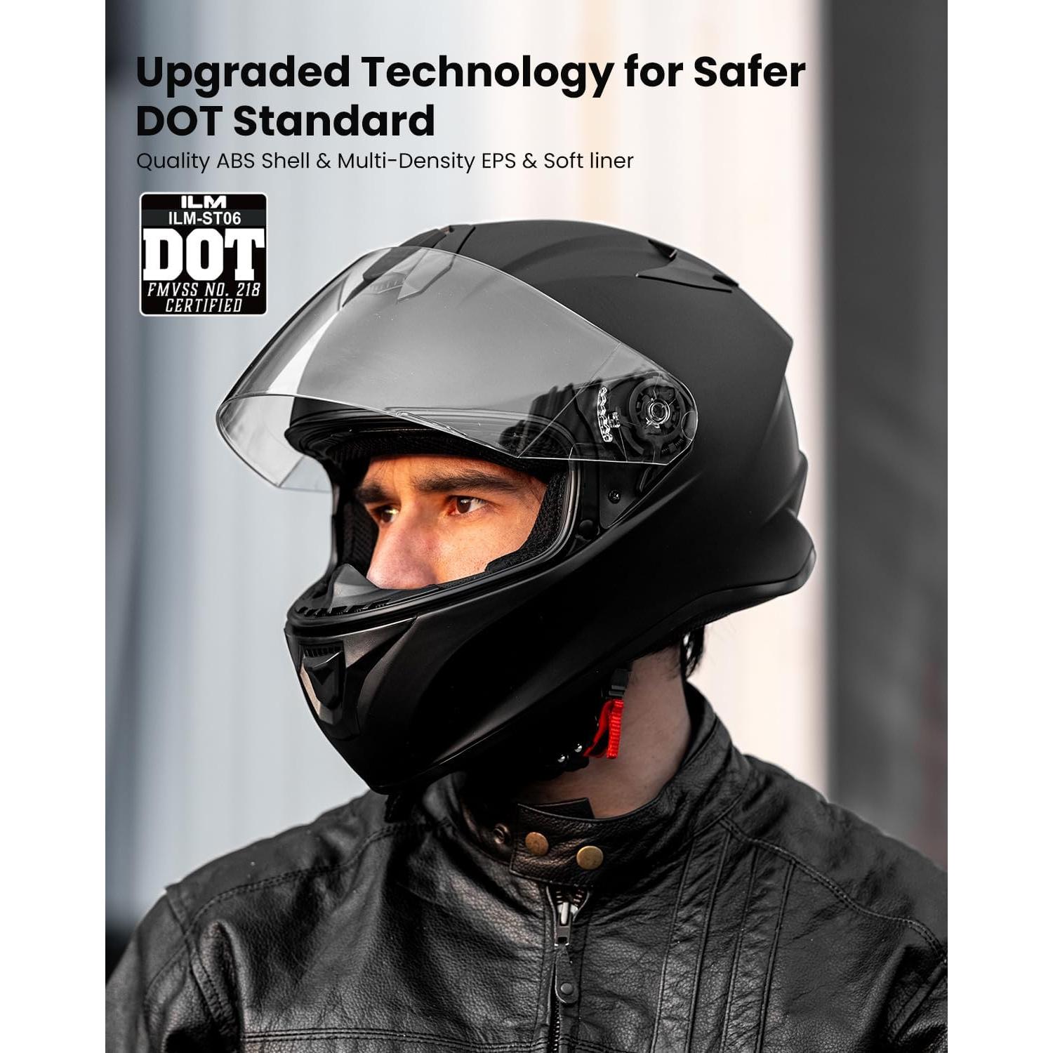 Casco de Moto ILM ST-06 Grande Negro Mate con Ventilación