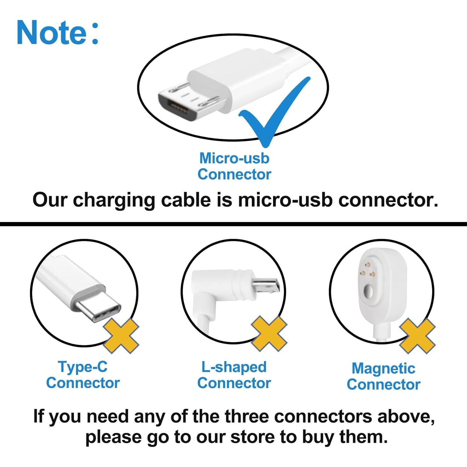 Cable de Extensión de Alimentación Micro USB JJMASEE 3.05m Blanco
