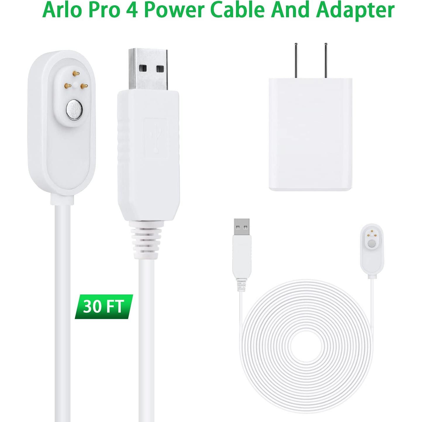 Paquete de 2 Cables de Carga Magnéticos 9M para Arlo Pro 3/4/5S/Ultra