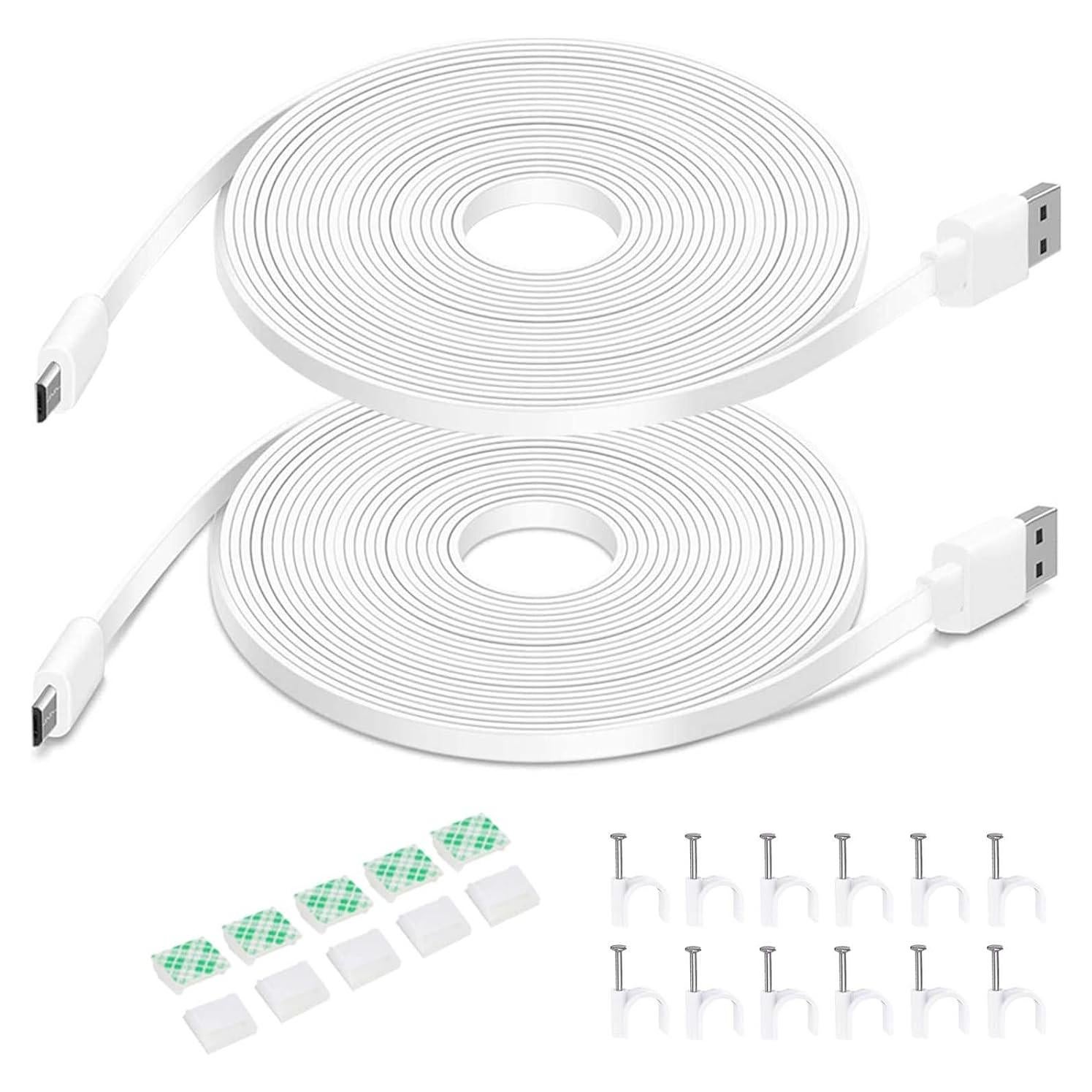 Cable de Extensión Plano DIANMU 7.92 m Micro USB para Cámaras