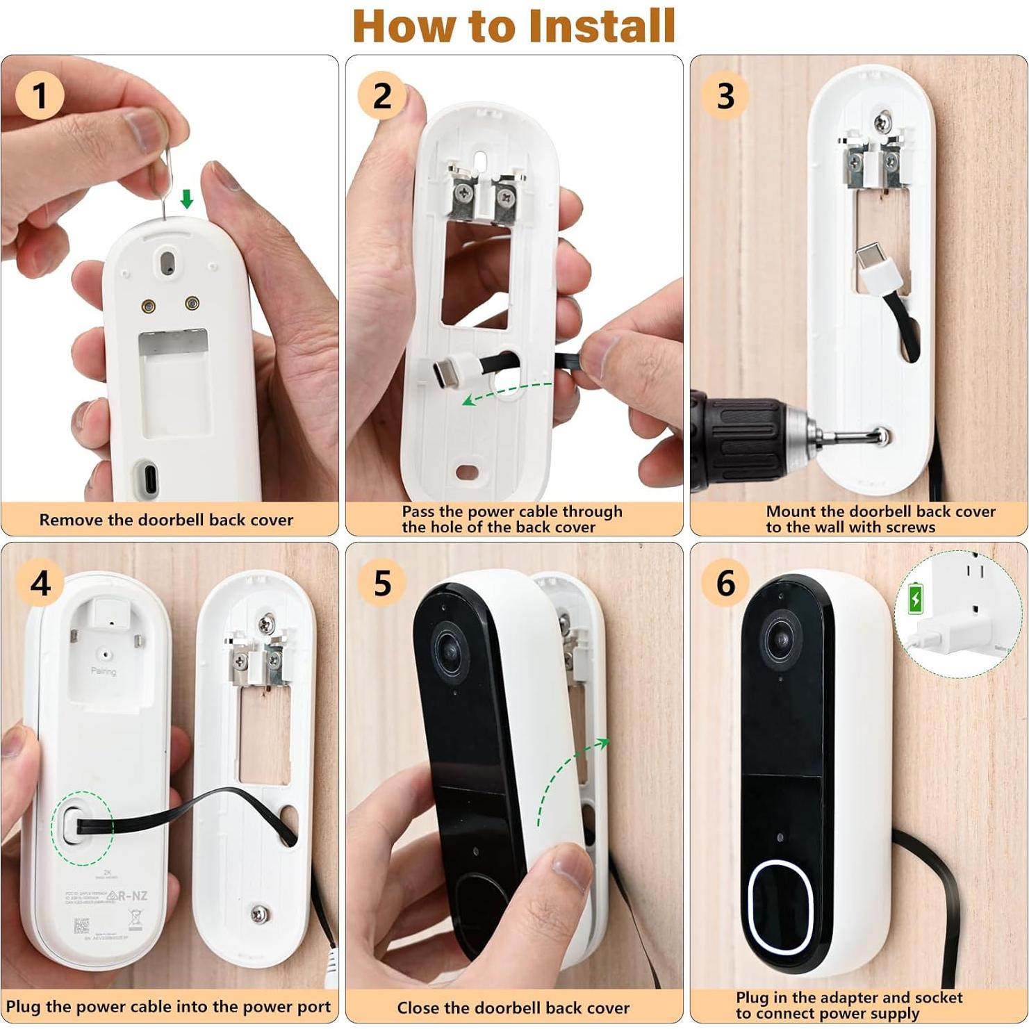 Cable Transformador Timbre Arlo Video Doorbell 2K 5m Resistente