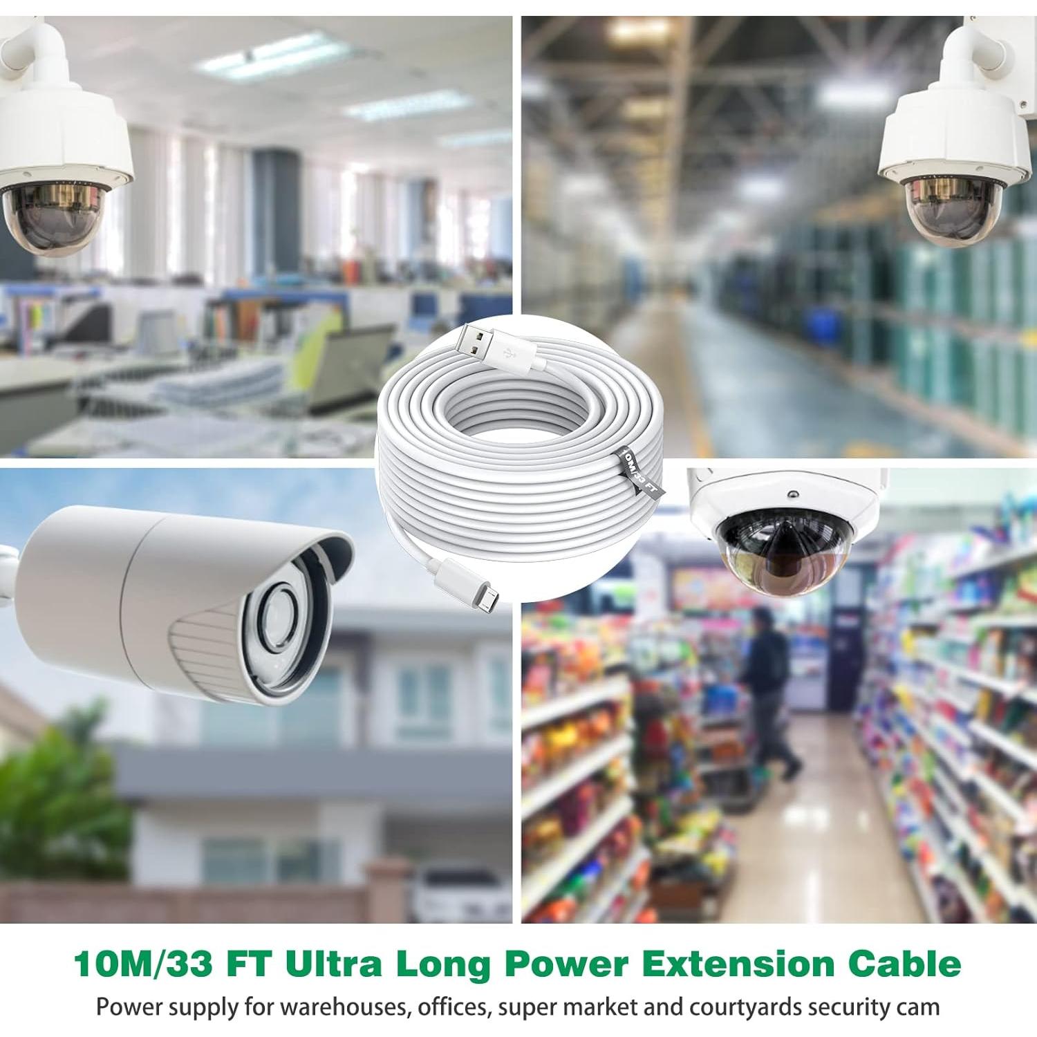 Cable de Extensión Micro USB 10m ASKUBSKU para Cámaras de Seguridad