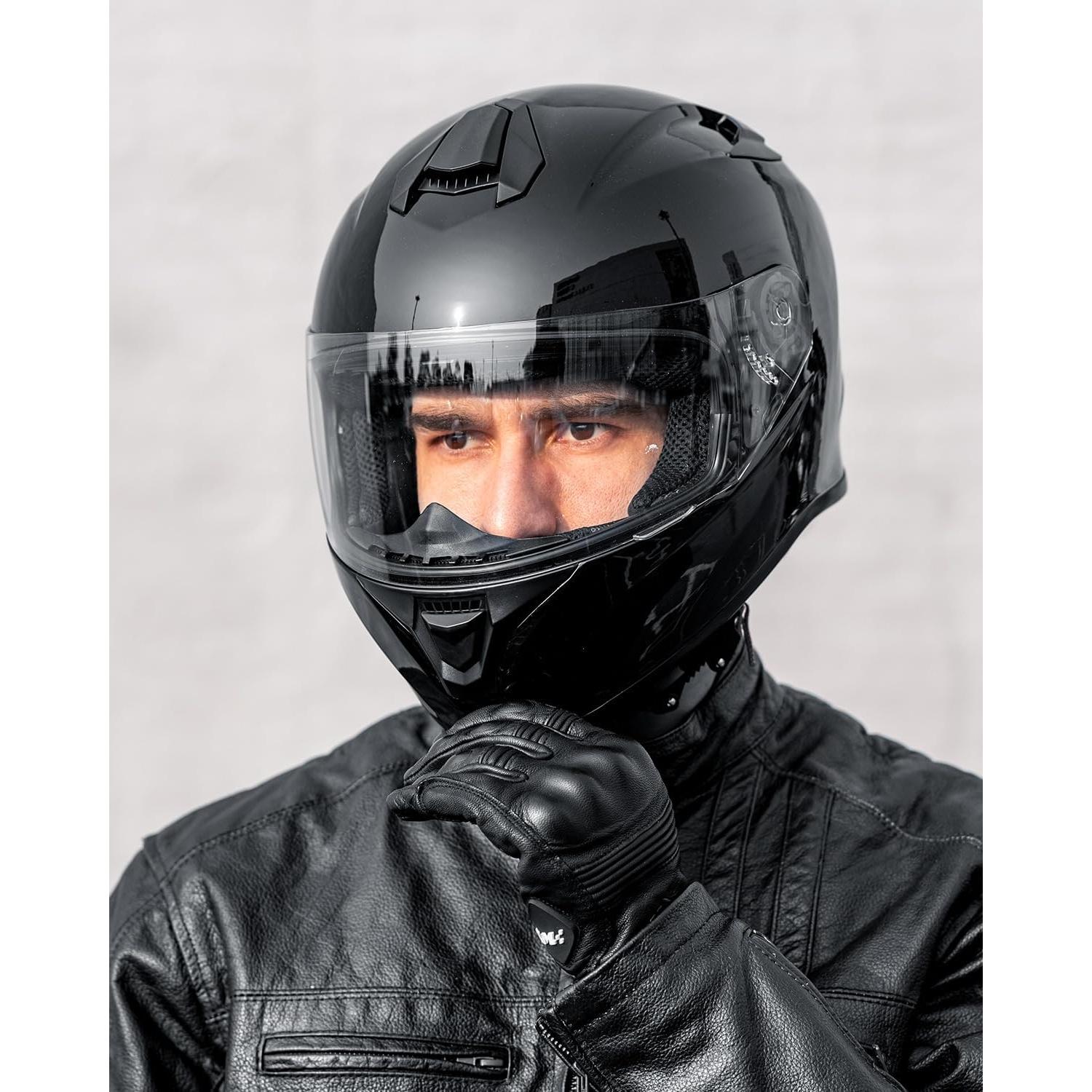 Casco de motocicleta ILM ST-06 Negro Brillante Grande