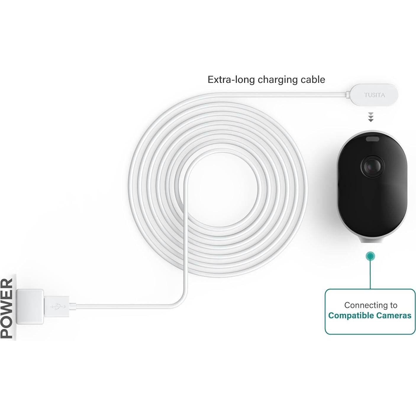 Cable de Carga Magnético TUSITA 3m para Arlo Ultra Pro 3 4 5