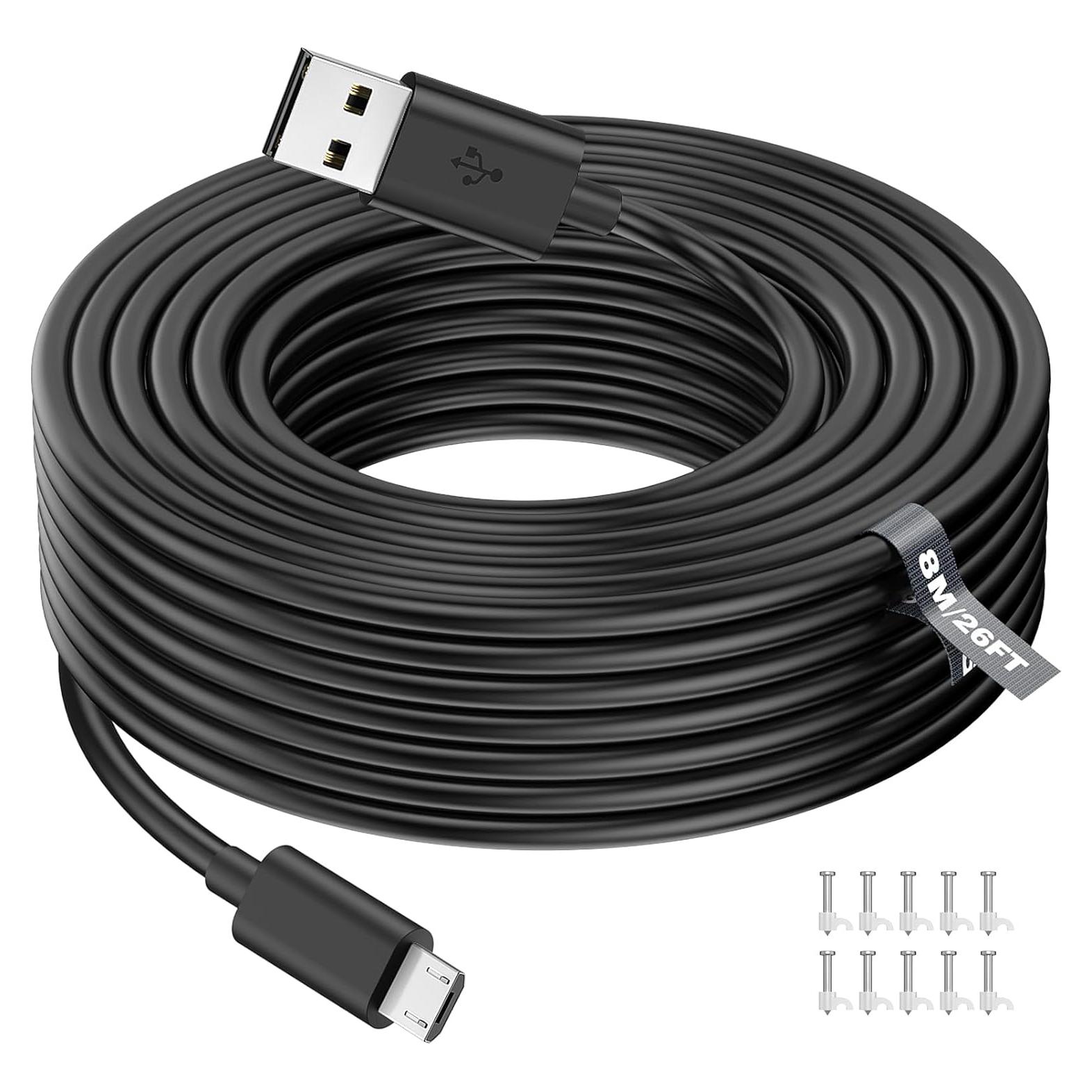 Cable de Extensión de Alimentación Micro USB 8M ASKUBSKU para Cámaras