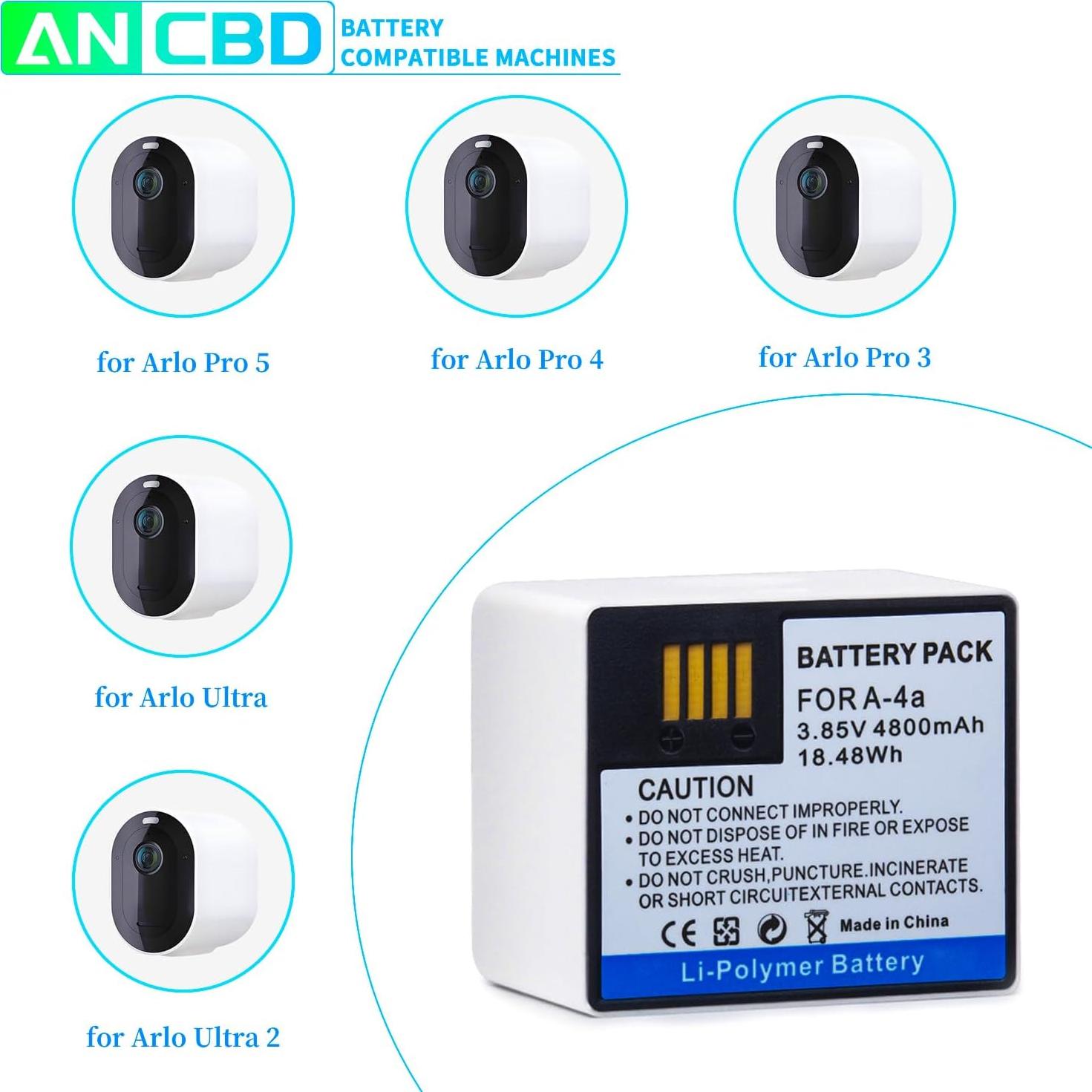 Batería de Reemplazo A-4A para Arlo Pro 3/4/5/Ultra - 4800mAh