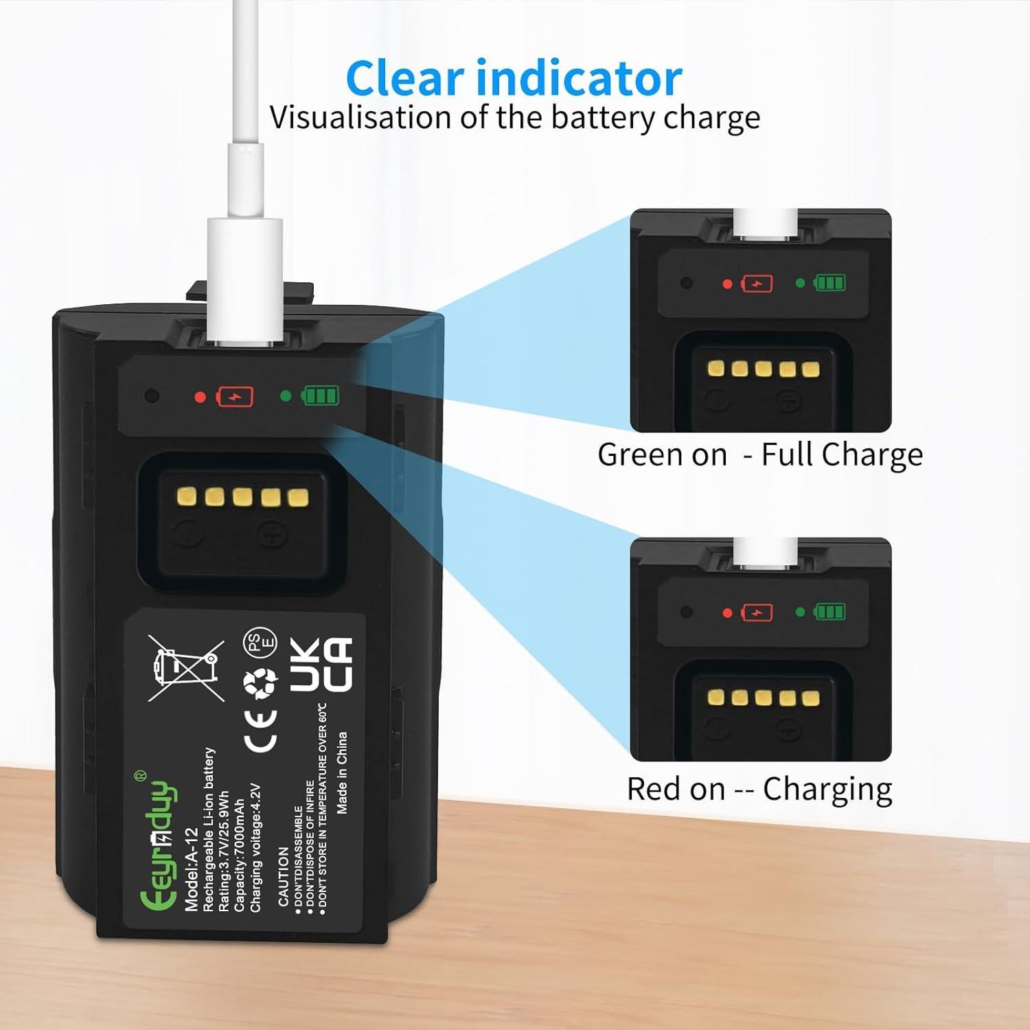 Batería recargable A12 7000 mAh para timbre Arlo Essential