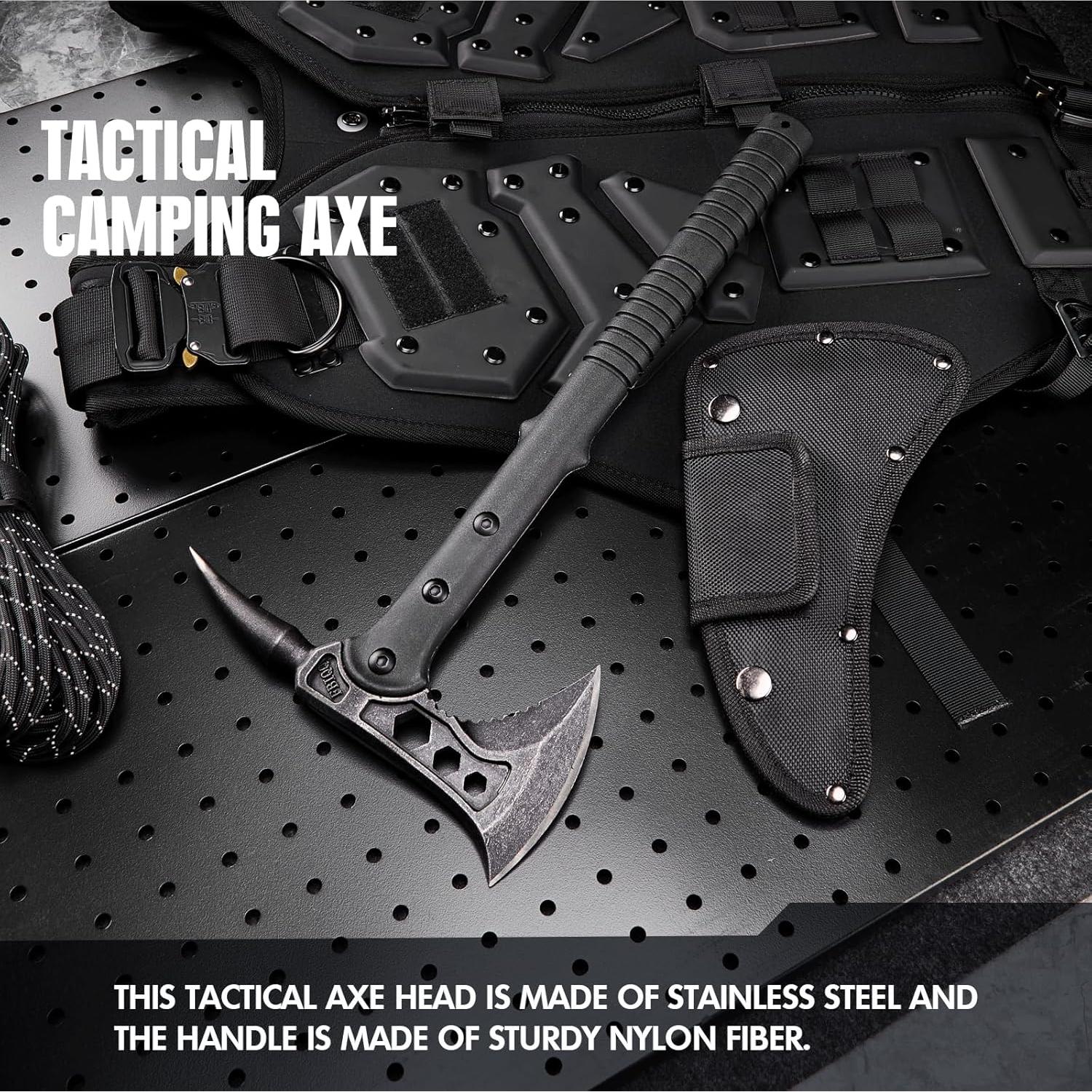 Hacha de Camping KHU 39.7 cm Acero Inoxidable con Funda