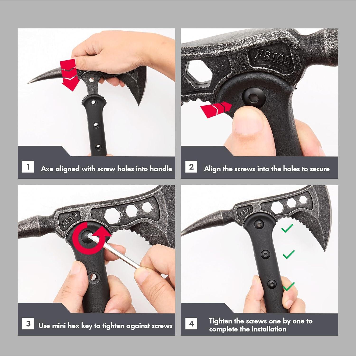 Hacha de Camping KHU 39.7 cm Acero Inoxidable con Funda