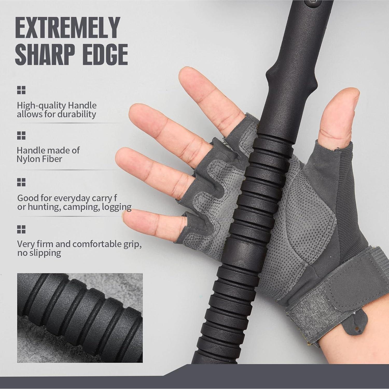 Hacha de Camping KHU 39.7 cm Acero Inoxidable con Funda