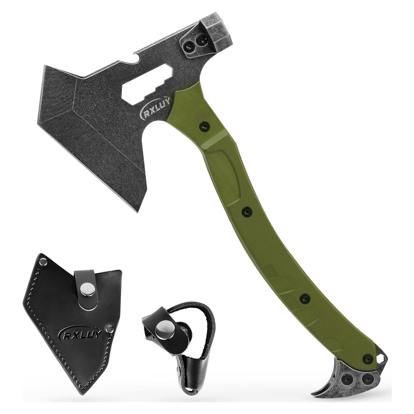 Hacha Táctica RXLUY TA-6 con Mango G10 y Funda de Cuero
