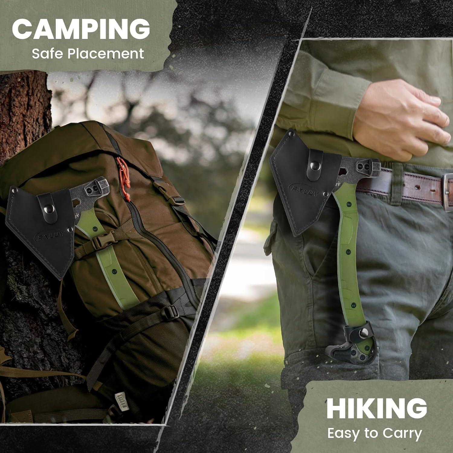 Hacha Táctica RXLUY TA-6 con Mango G10 y Funda de Cuero