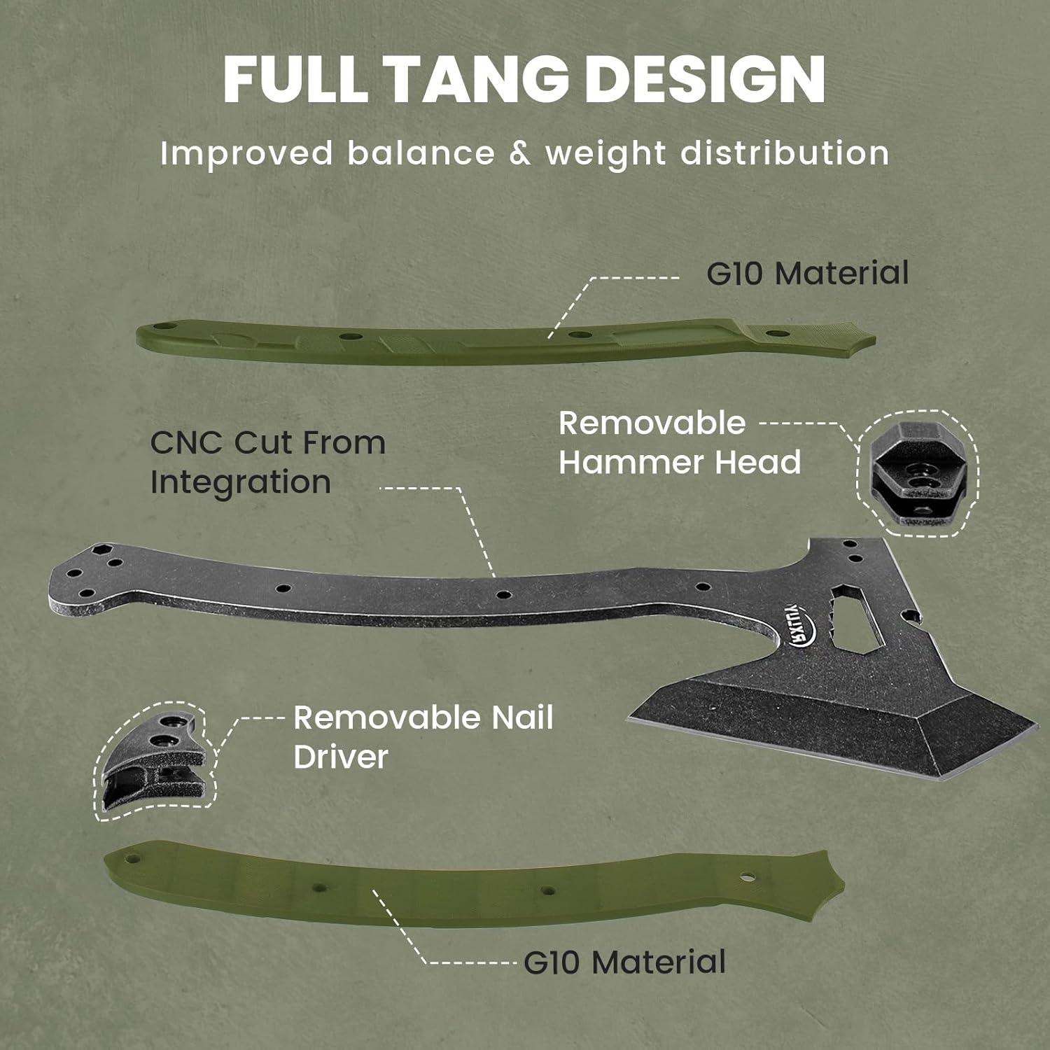 Hacha Táctica RXLUY TA-6 con Mango G10 y Funda de Cuero