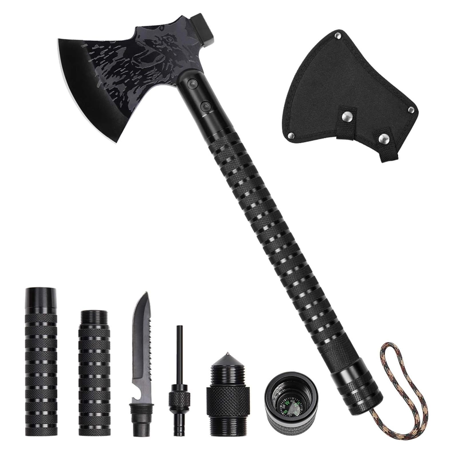 Hacha de Camping LIANTRAL Plegable con Martillo y Funda