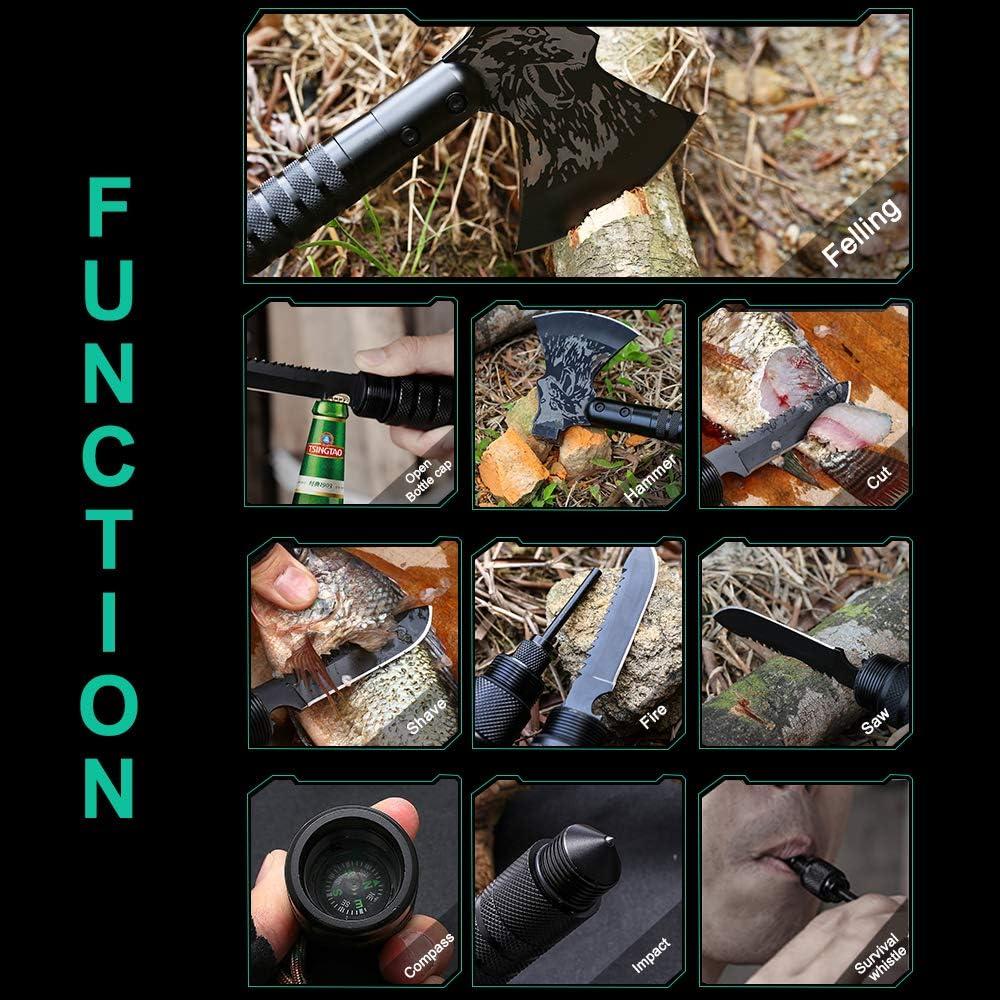 Hacha de Camping LIANTRAL Plegable con Martillo y Funda