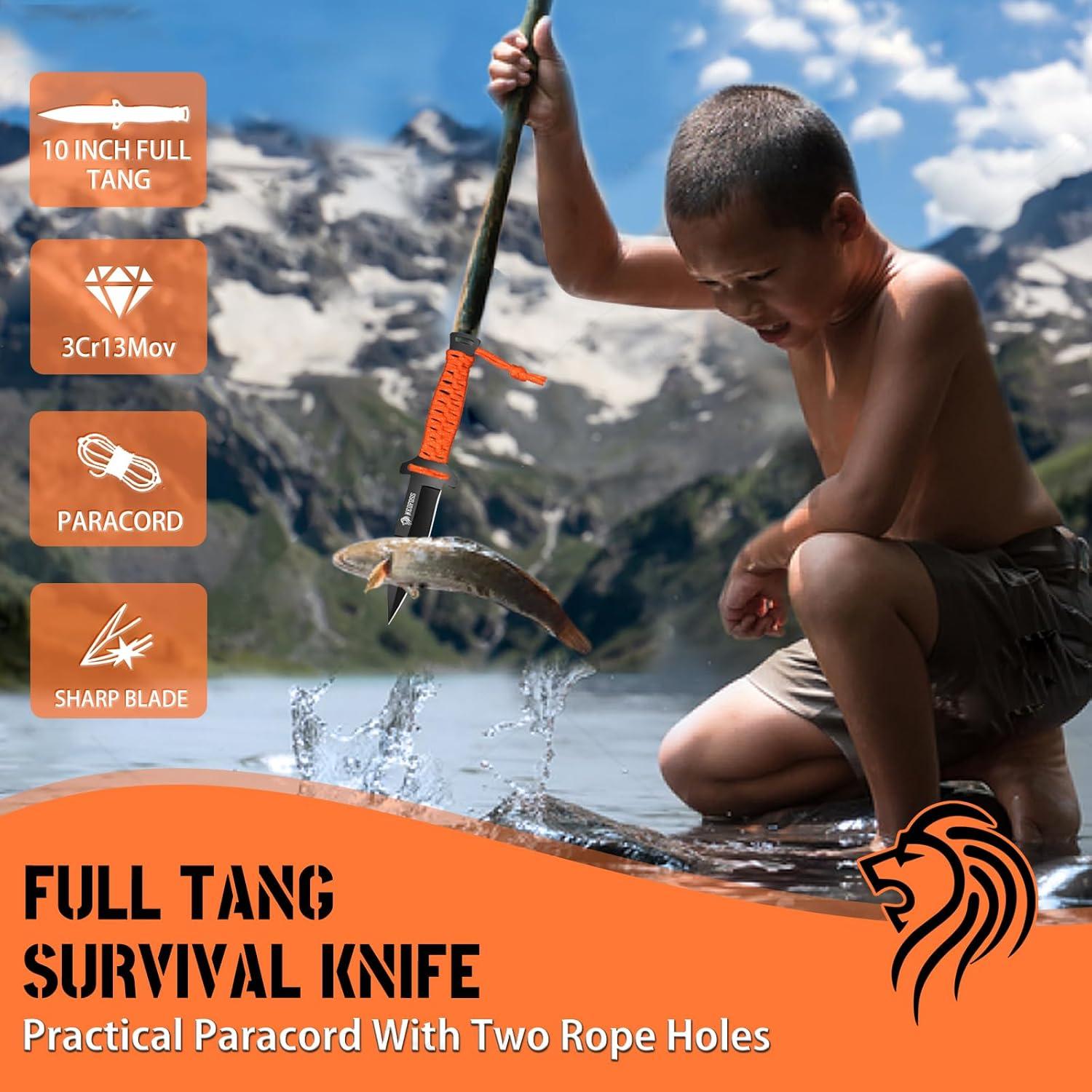 Juego de Supervivencia NedFoss: Machete 38cm, Hacha 25cm, Cuchillo 25cm