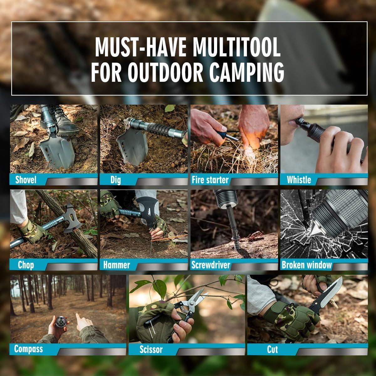 Pala de Supervivencia ZENHOSIT 24 en 1 Plegable 50-100 cm