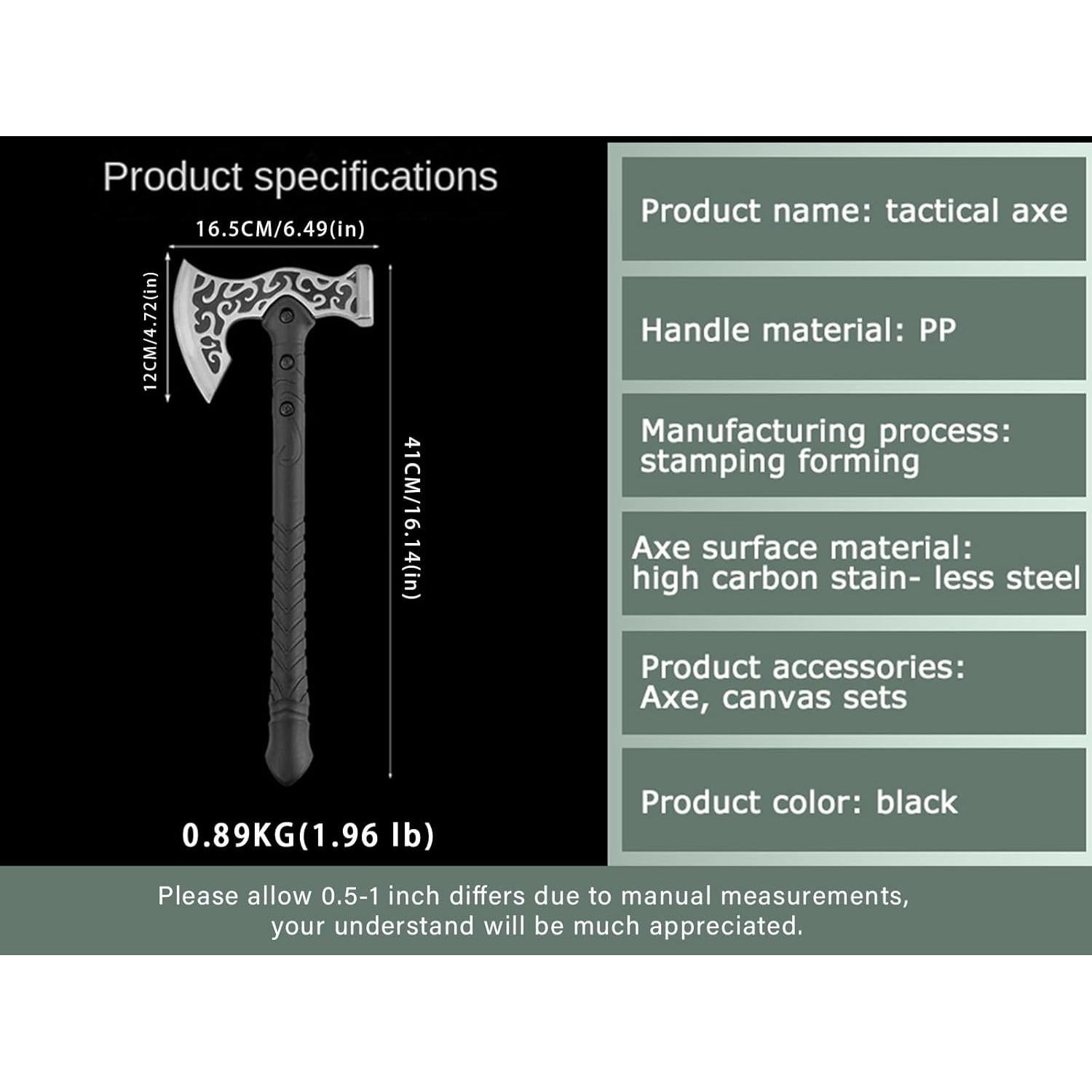 Hacha de Camping Skuaoy Táctica con Martillo 40.96x16.51 cm