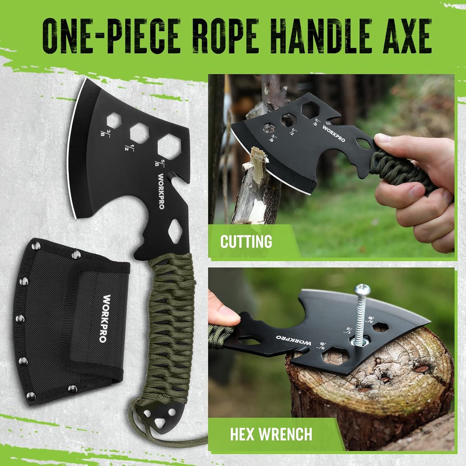 Juego de Herramientas de Camping WORKPRO 9 Piezas con Hacha y Machete