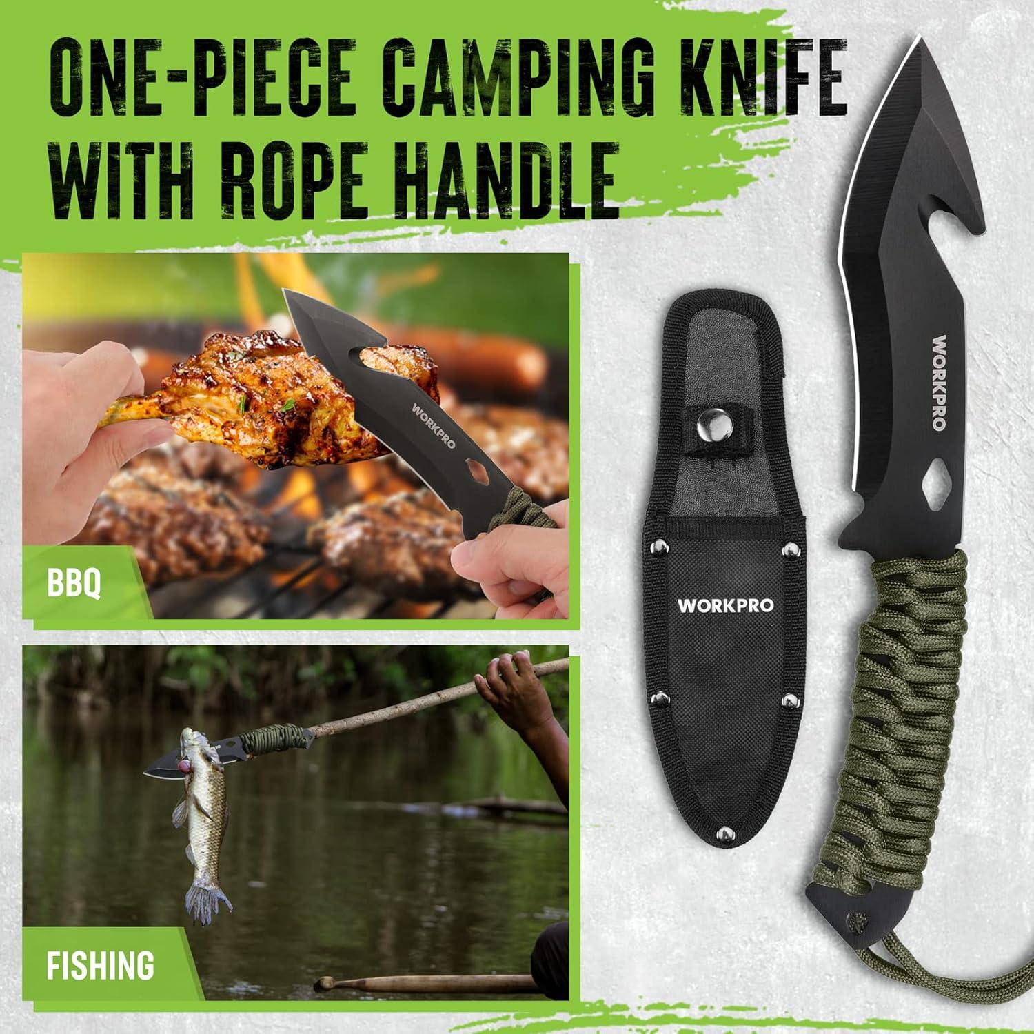Juego de Herramientas de Camping WORKPRO 9 Piezas con Hacha y Machete