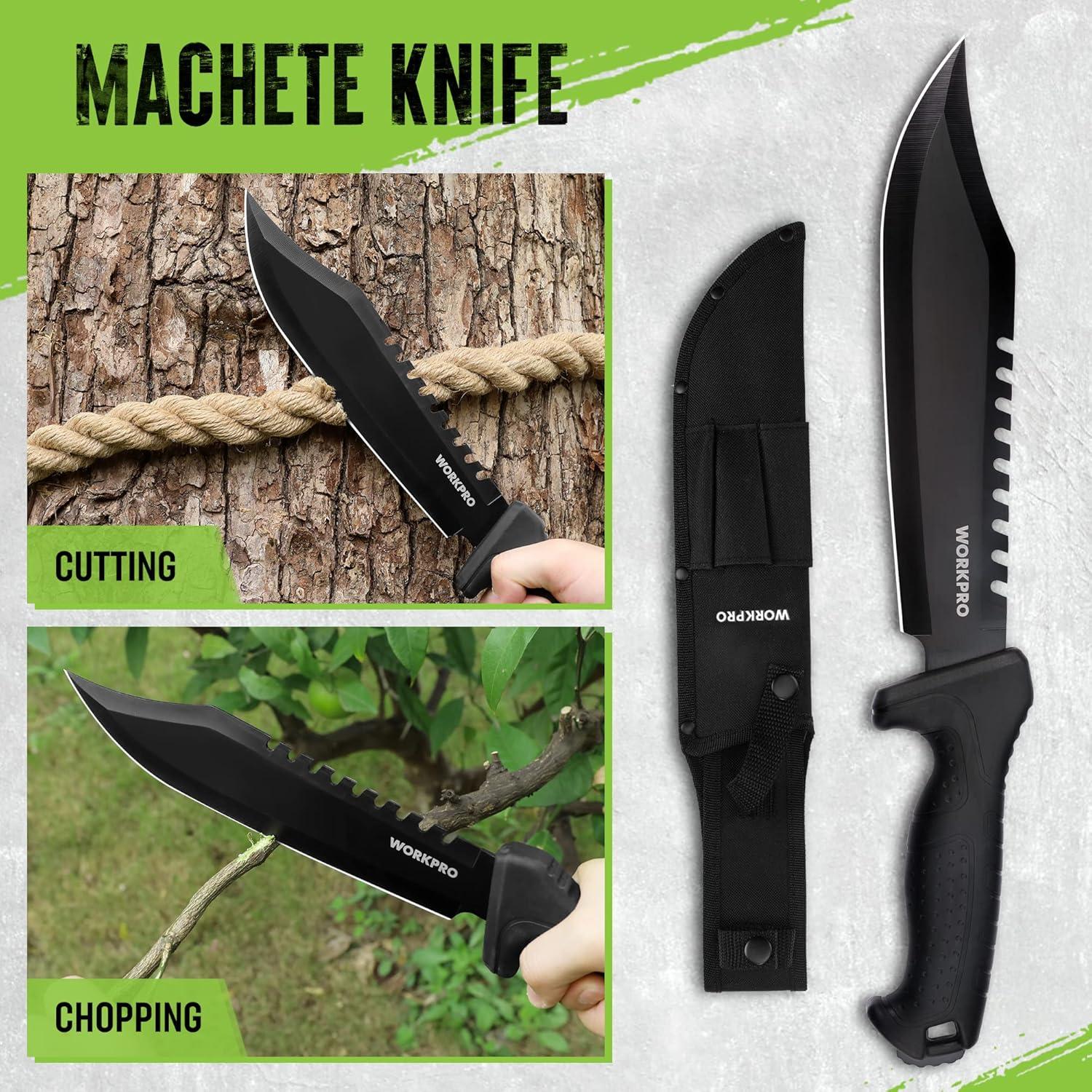 Juego de Herramientas de Camping WORKPRO 9 Piezas con Hacha y Machete