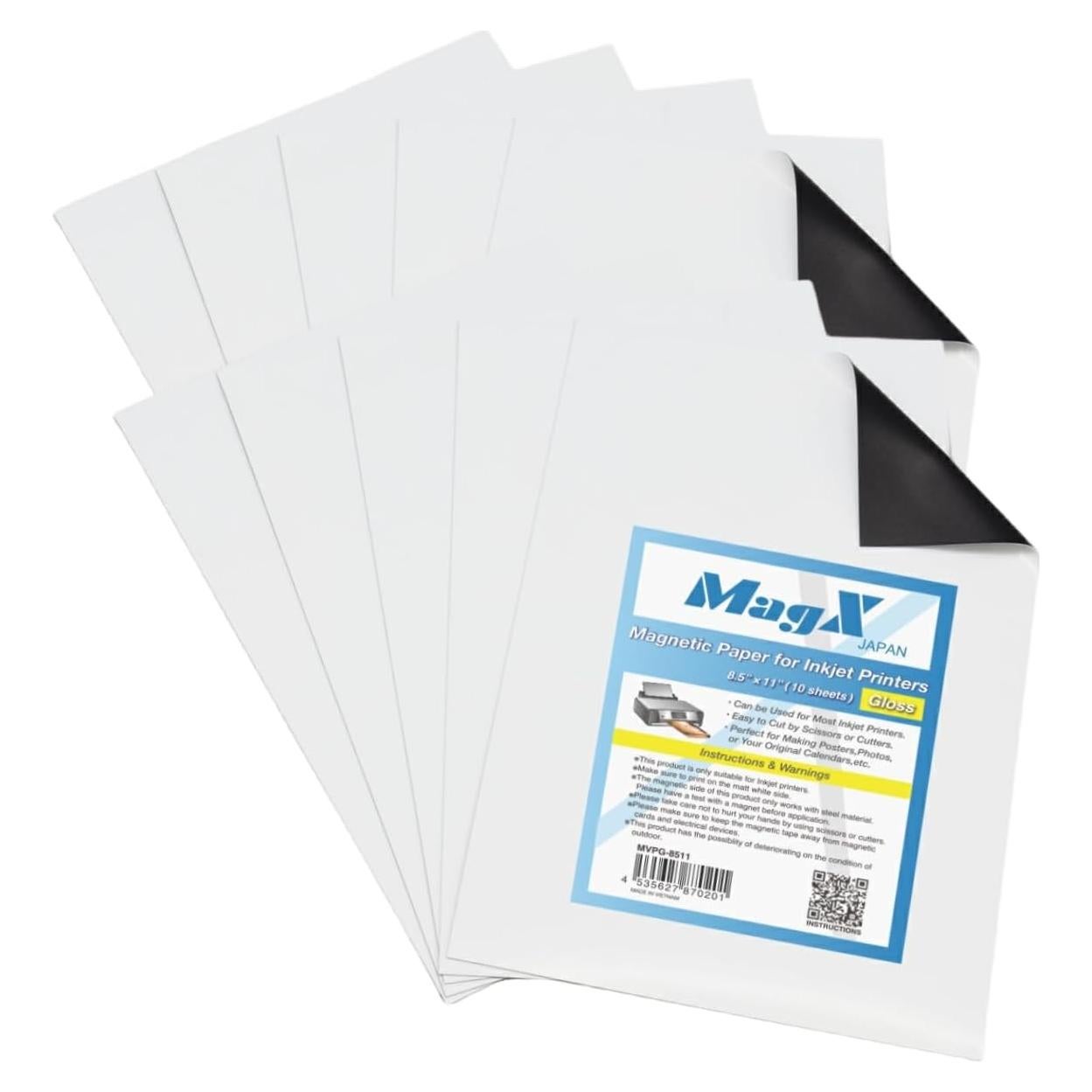 Hojas Magnéticas Imprimibles MagX, 21.6x27.9 cm, 10 Unidades