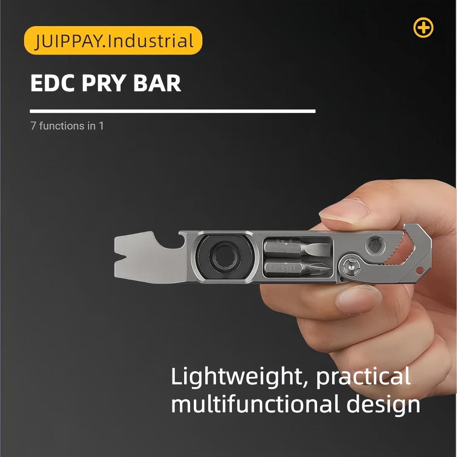 Barra de palanca EDC de titanio JP.Industrial 81.9g multifuncional