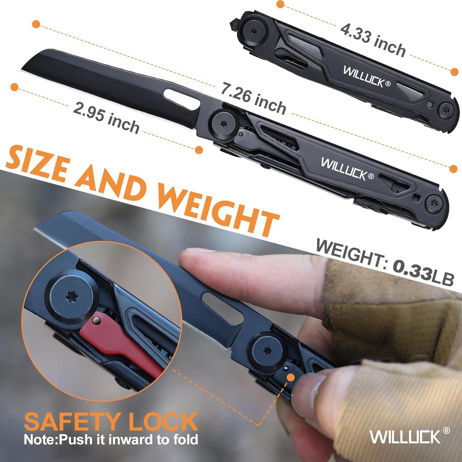 Cuchillo de bolsillo multitool 9 en 1 WILLUCK - Acero inoxidable