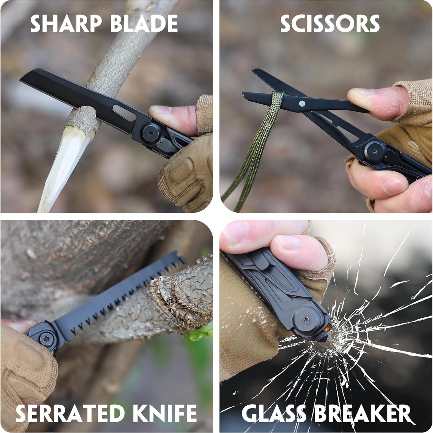 Cuchillo de bolsillo multitool 9 en 1 WILLUCK - Acero inoxidable