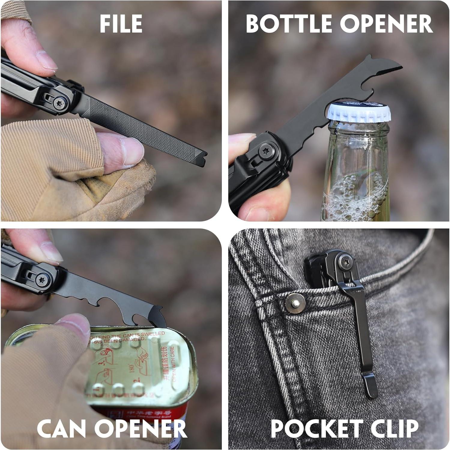 Cuchillo de bolsillo multitool 9 en 1 WILLUCK - Acero inoxidable