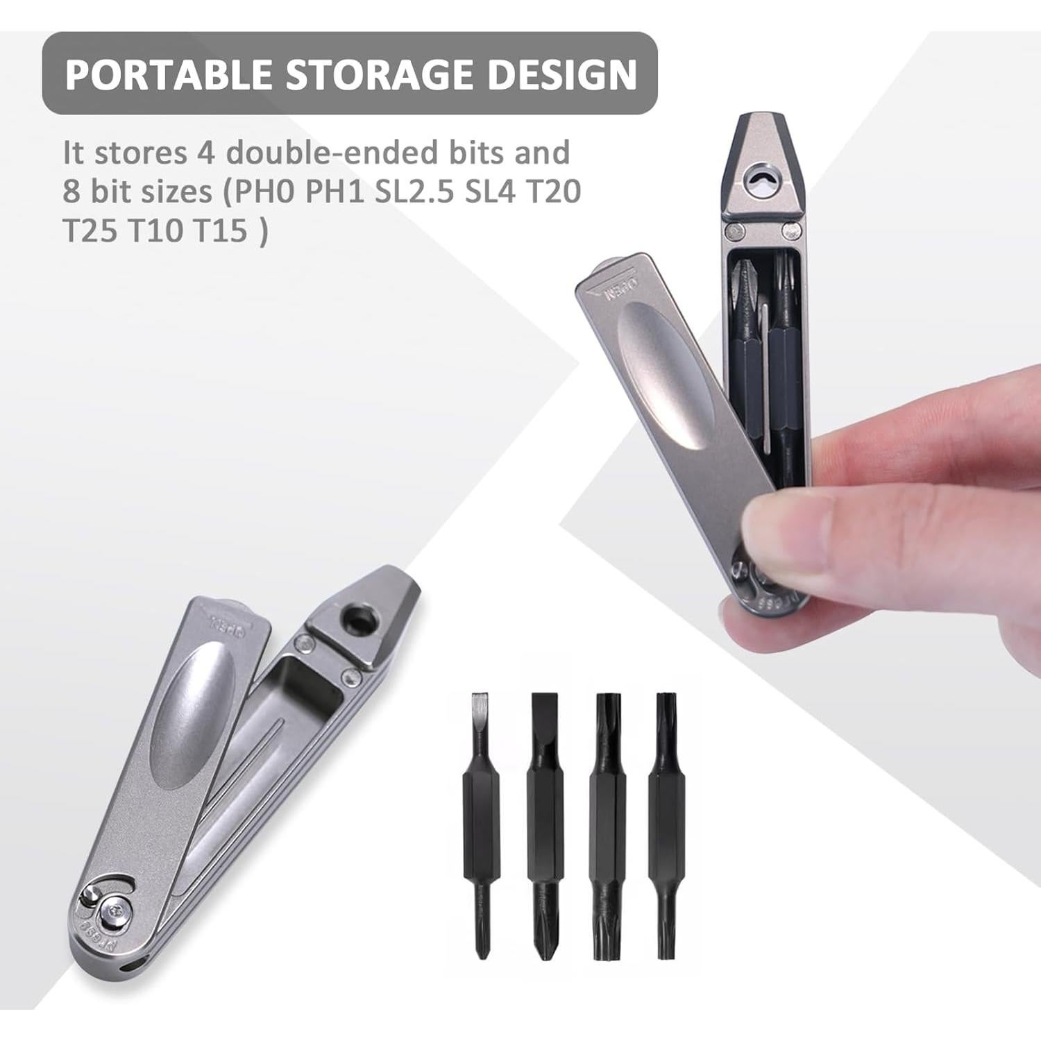 Destornillador Pequeño EDC SHD de Titanio 8 en 1 Portátil