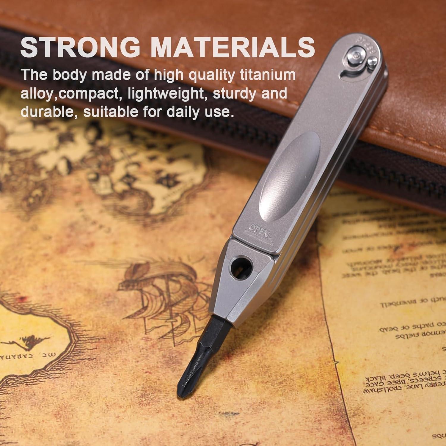 Destornillador Pequeño EDC SHD de Titanio 8 en 1 Portátil