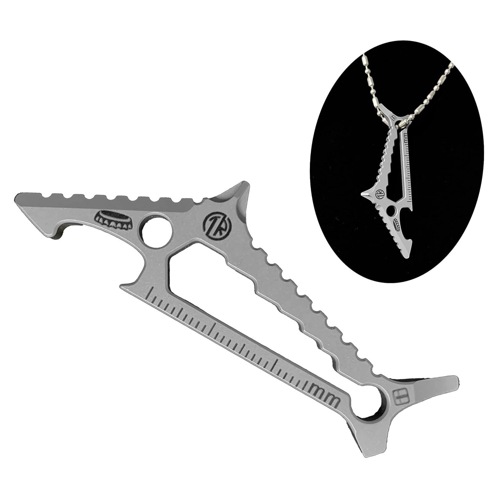 Multiherramienta de titanio TACRAY tiburón con abridor y destornillador