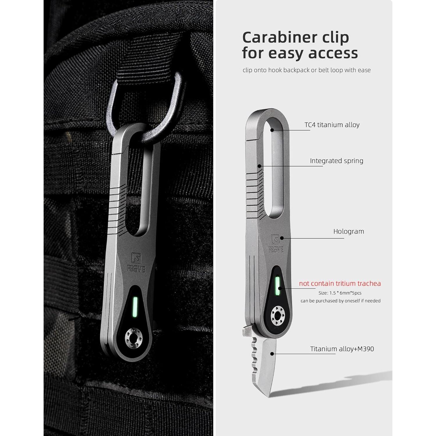 Cuchillo Plegable de Titanio FEGVE 8 cm Ligero y Compacto